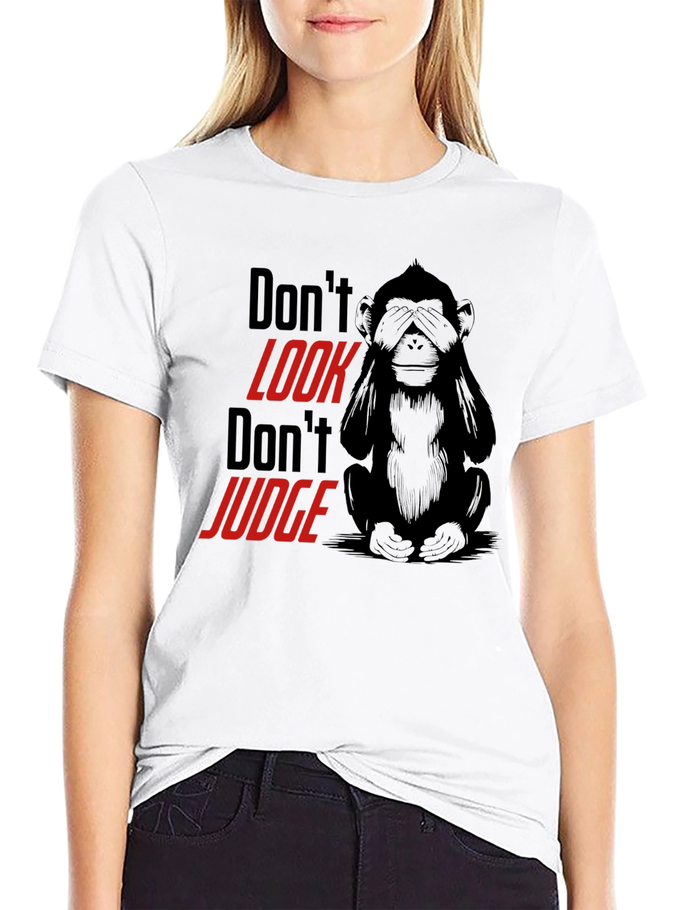 Dont Look Monkey Graphic Tee - Black