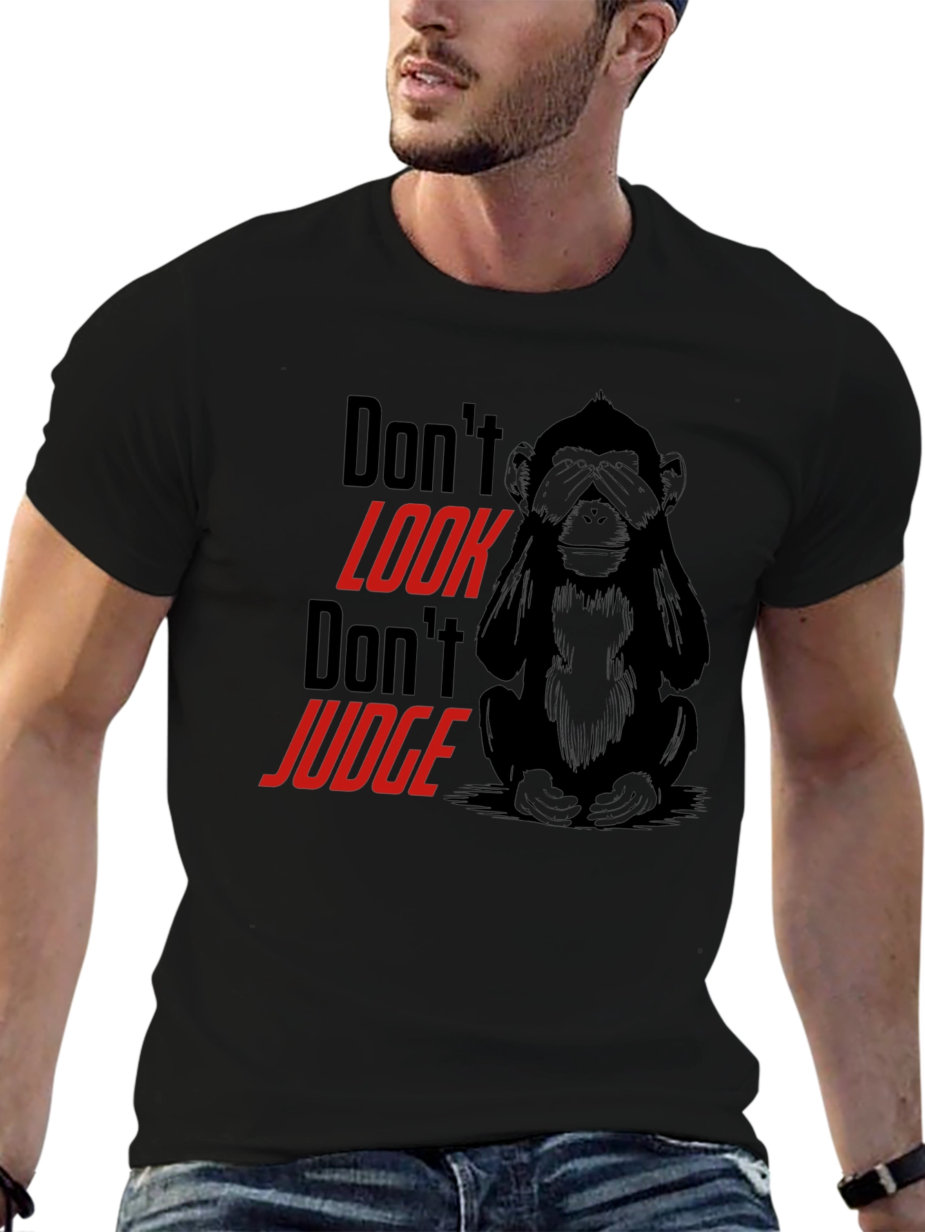 Dont Look Monkey Graphic Tee - Black