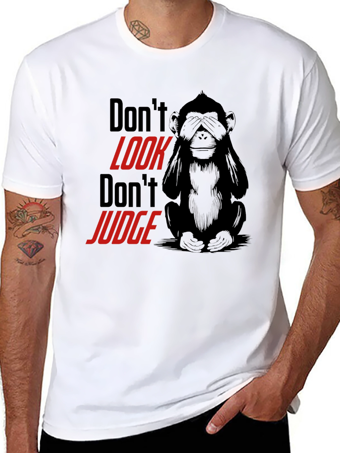 Dont Look Monkey Graphic Tee - Black