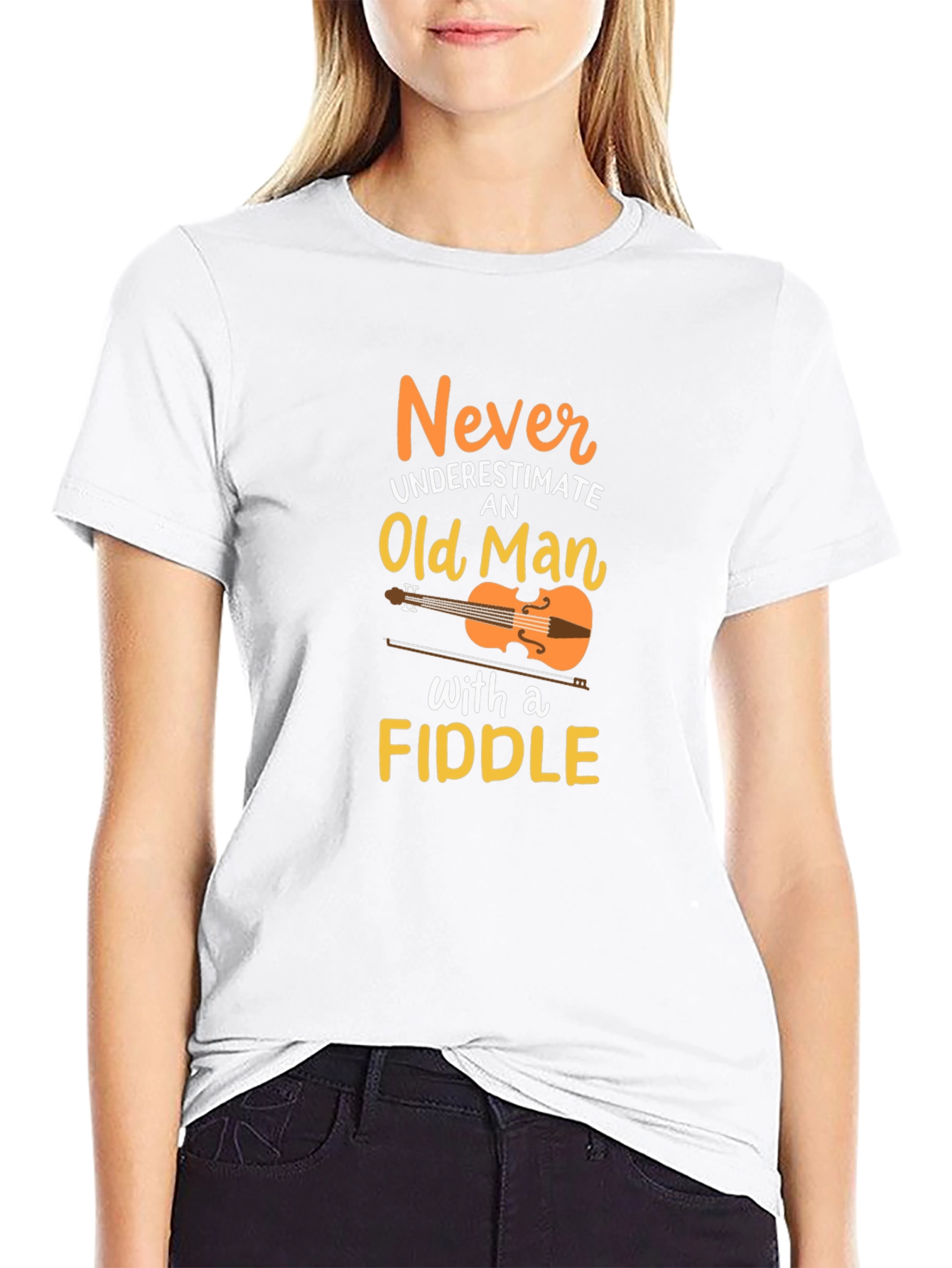 Never Underestimate Old Man with a Fiddle T-Shirt