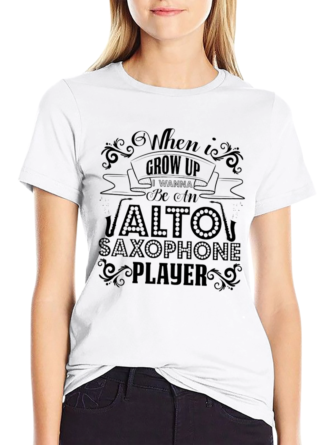 Alto Saxophone Player Black Graphic Tee