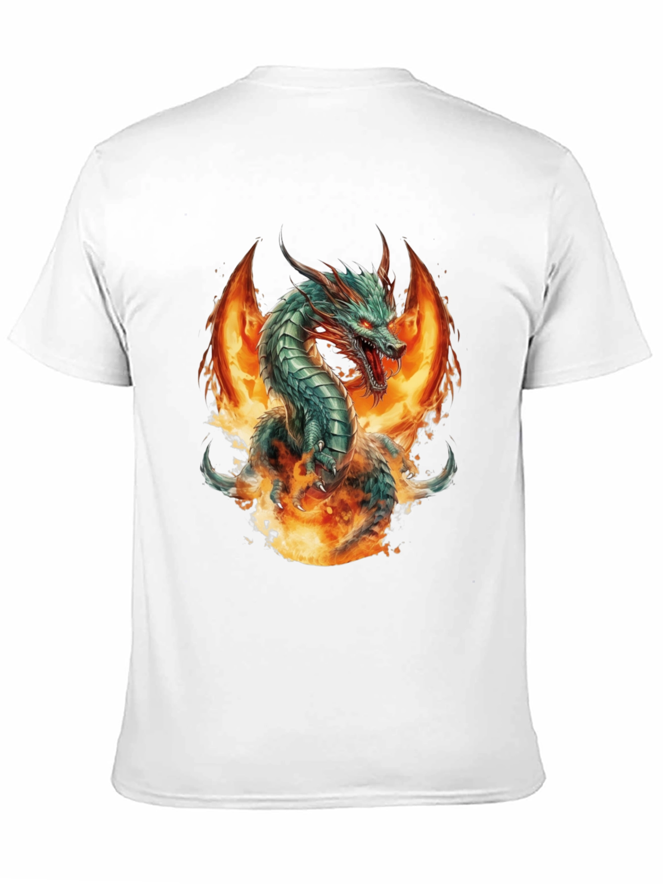 Fiery Dragon Graphic Tee - Bold Black Cotton Shirt