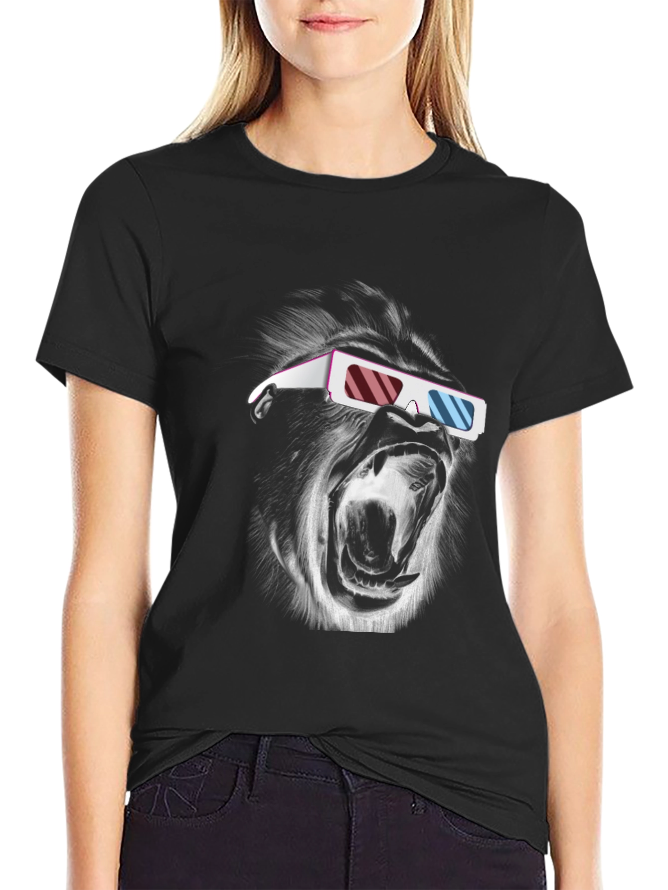 Gorilla 3D Glasses Black T-Shirt