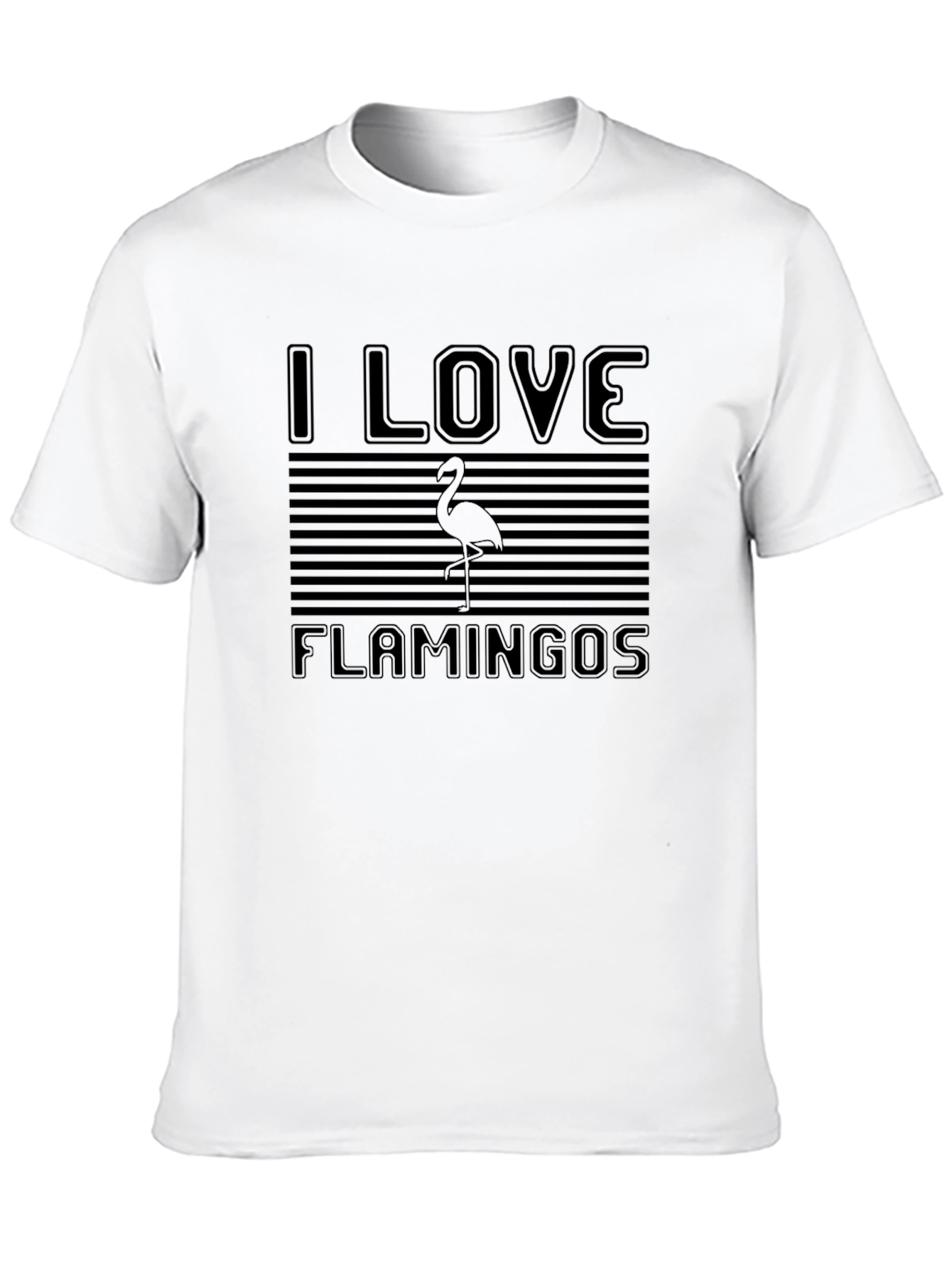 I Love Flamingos Black Graphic T-Shirt