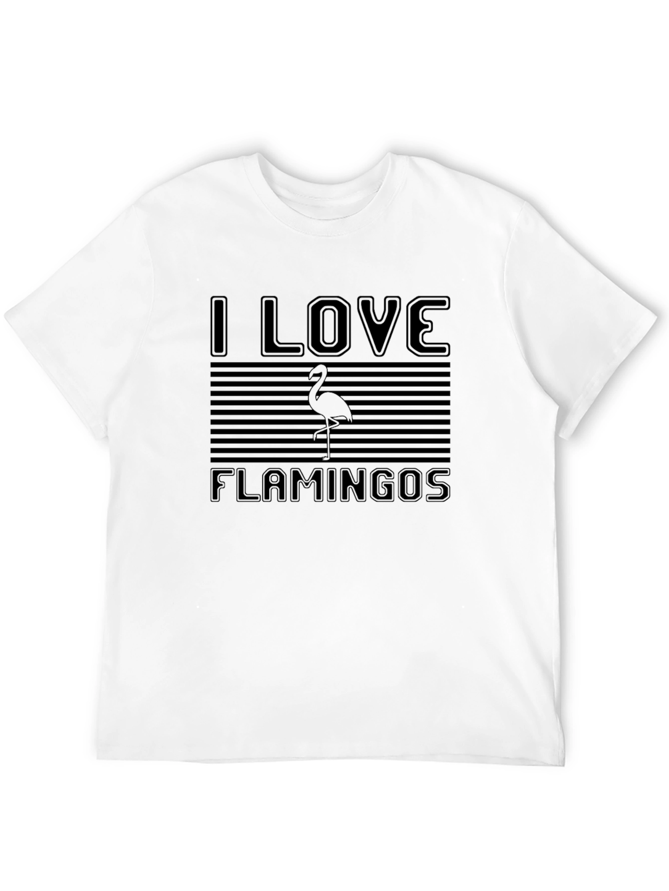 I Love Flamingos Black Graphic T-Shirt