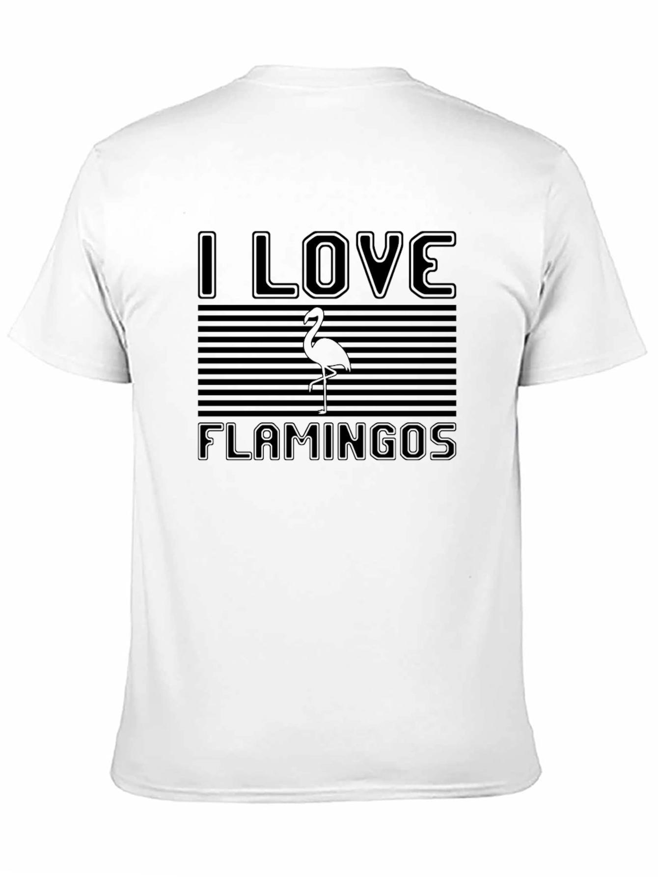 I Love Flamingos Black Graphic T-Shirt