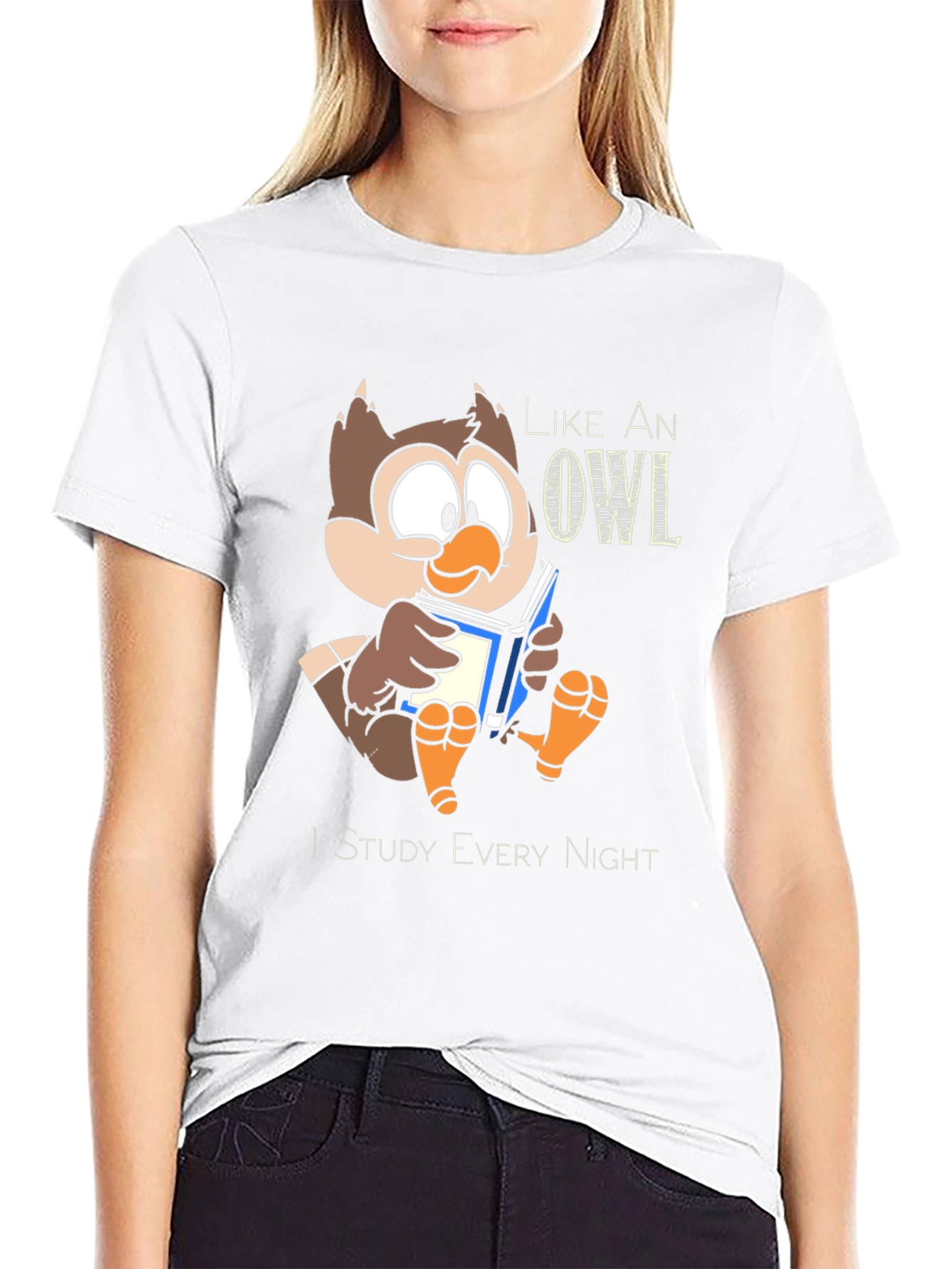 Like an Owl I Study Every Night Black T-Shirt