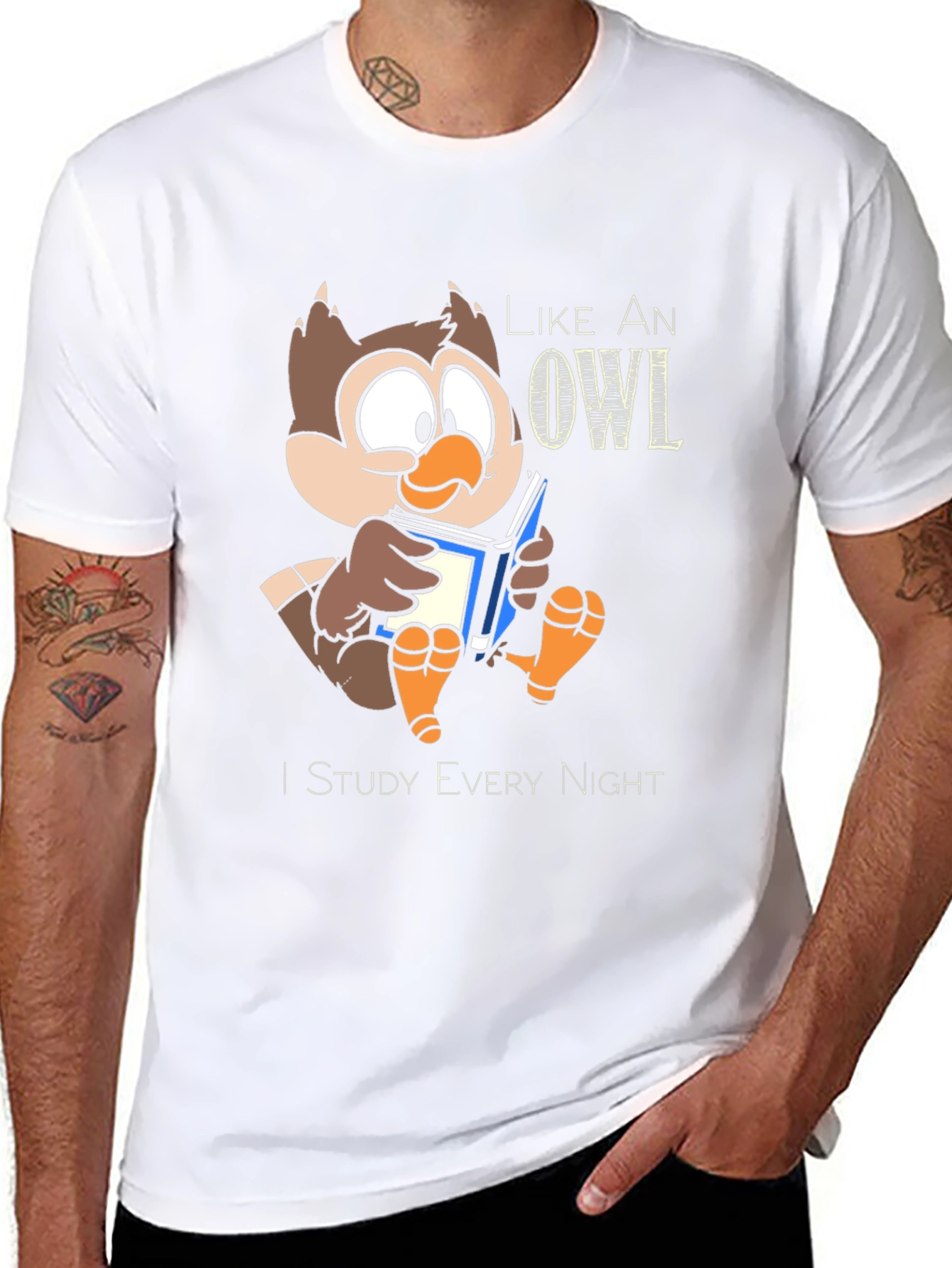 Like an Owl I Study Every Night Black T-Shirt