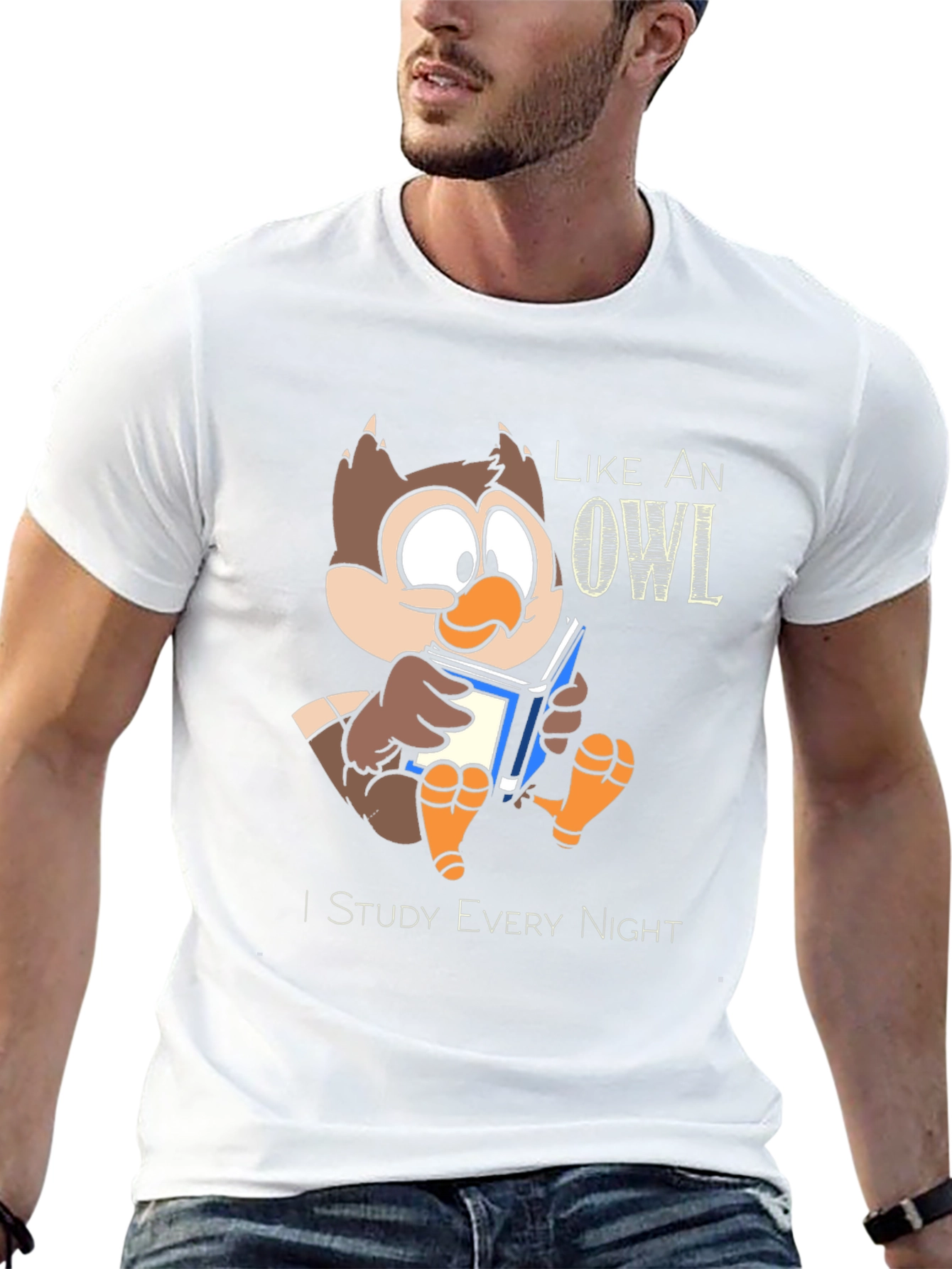 Like an Owl I Study Every Night Black T-Shirt