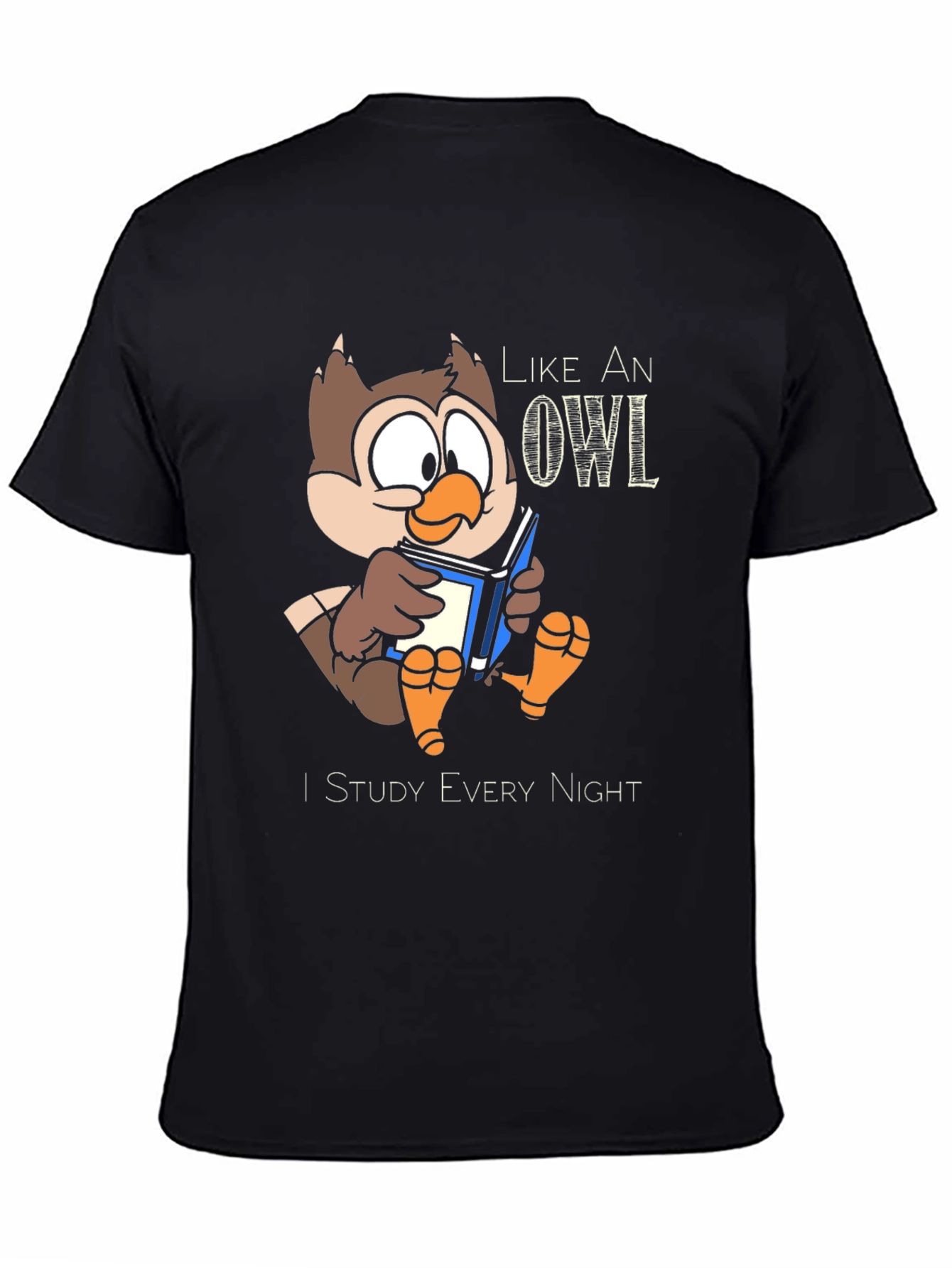 Like an Owl I Study Every Night Black T-Shirt