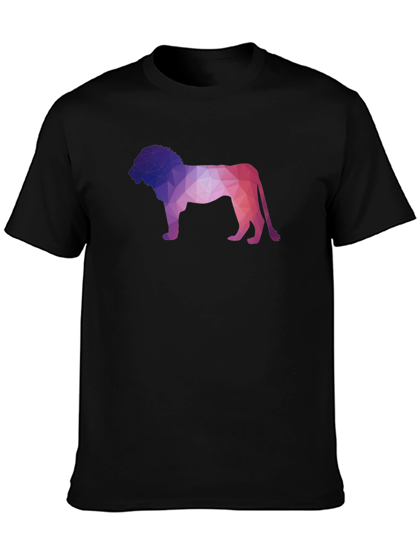 Geometric Lion Graphic Tee - Modern Crew Neck T-Shirt