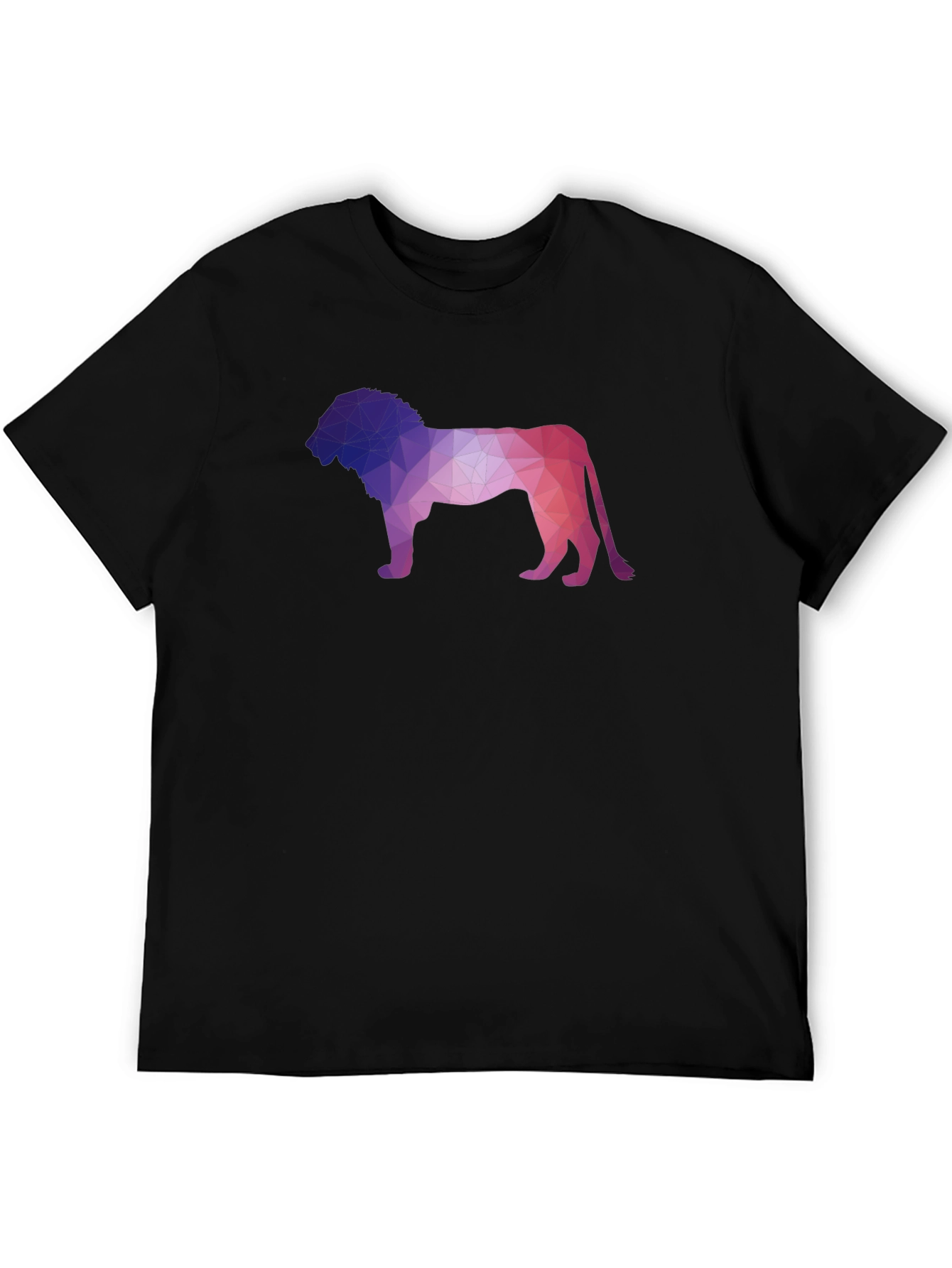 Geometric Lion Graphic Tee - Modern Crew Neck T-Shirt