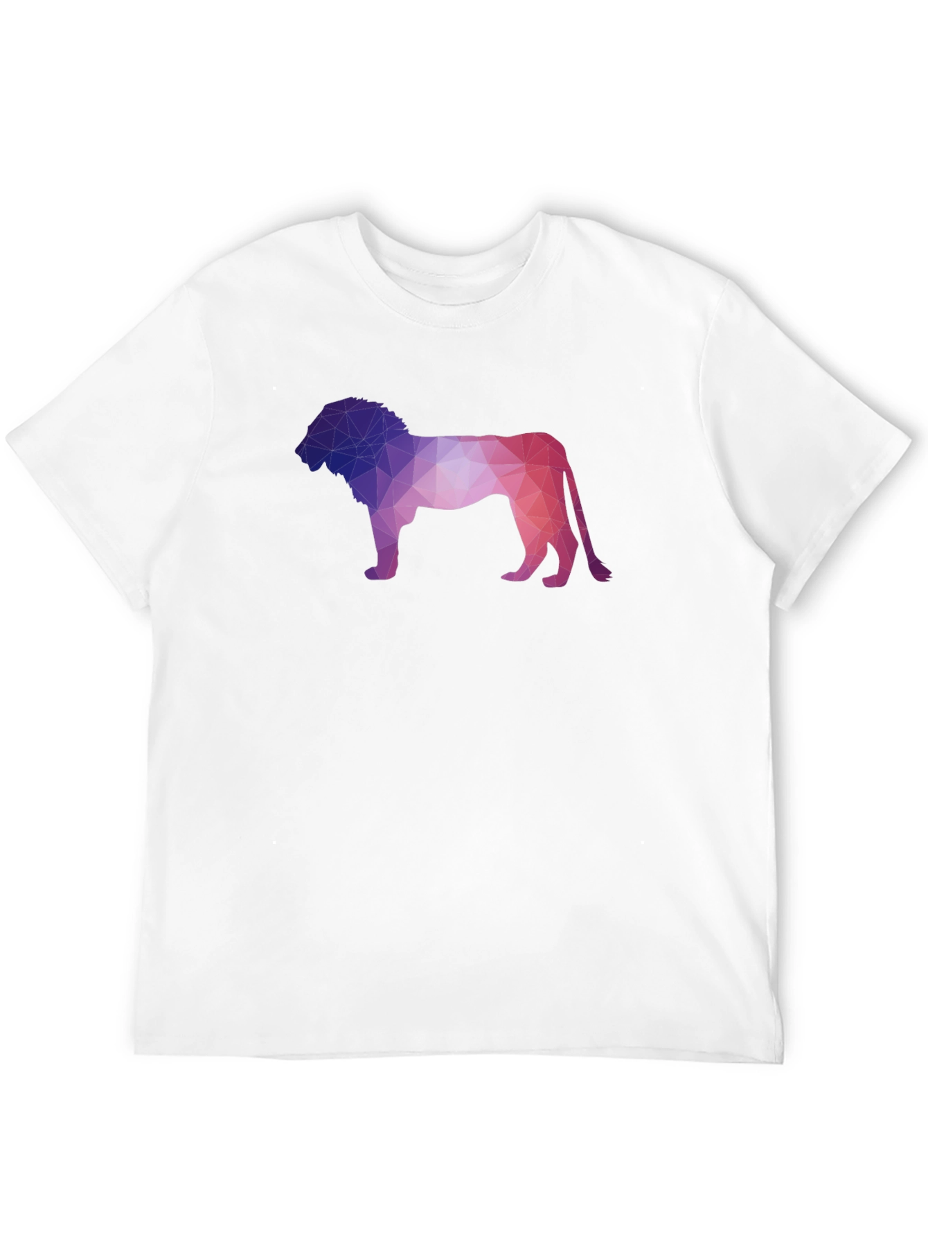 Geometric Lion Graphic Tee - Modern Crew Neck T-Shirt