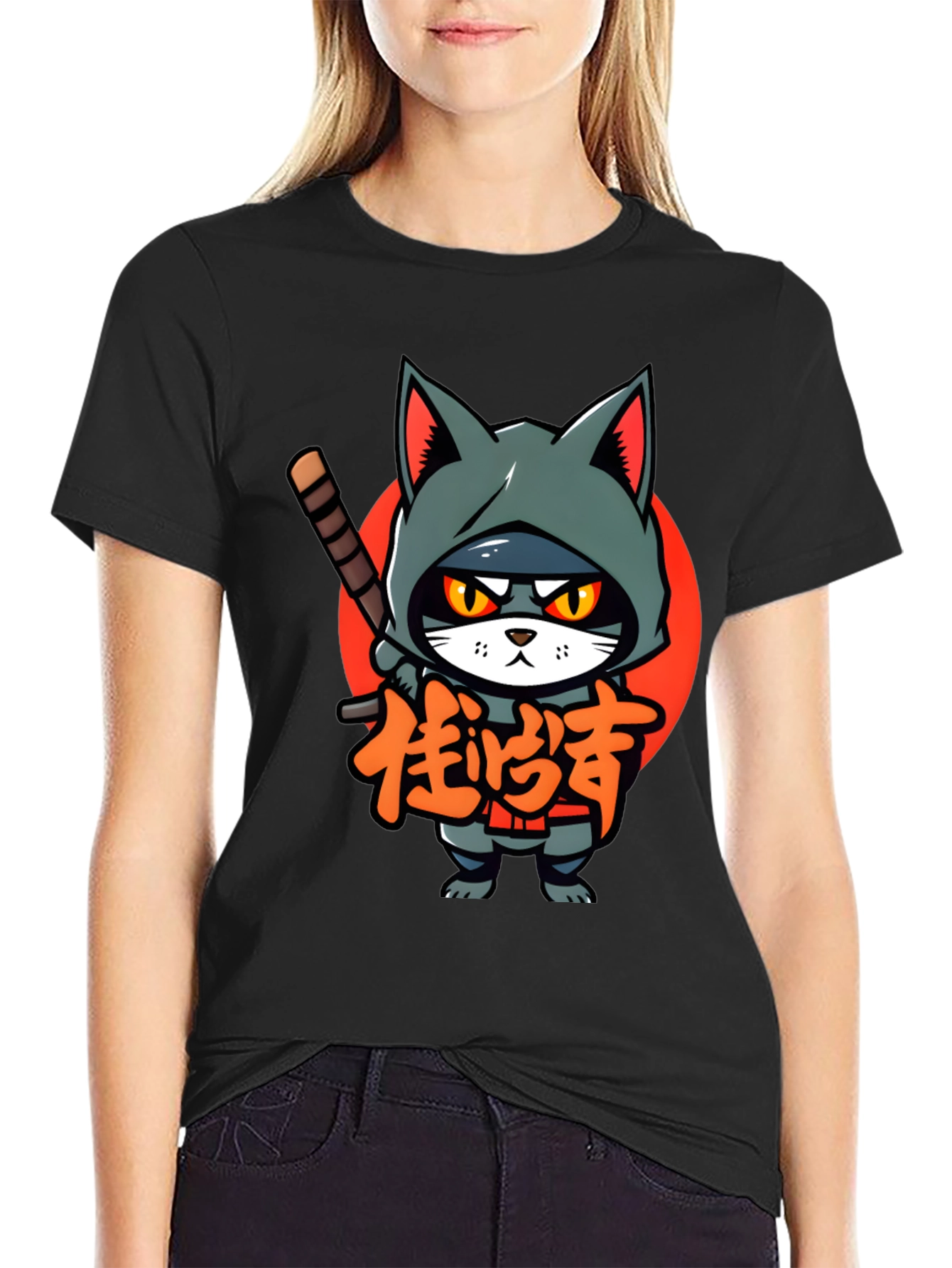 Ninja Cat Graphic Tee - Cool Cartoon T-Shirt