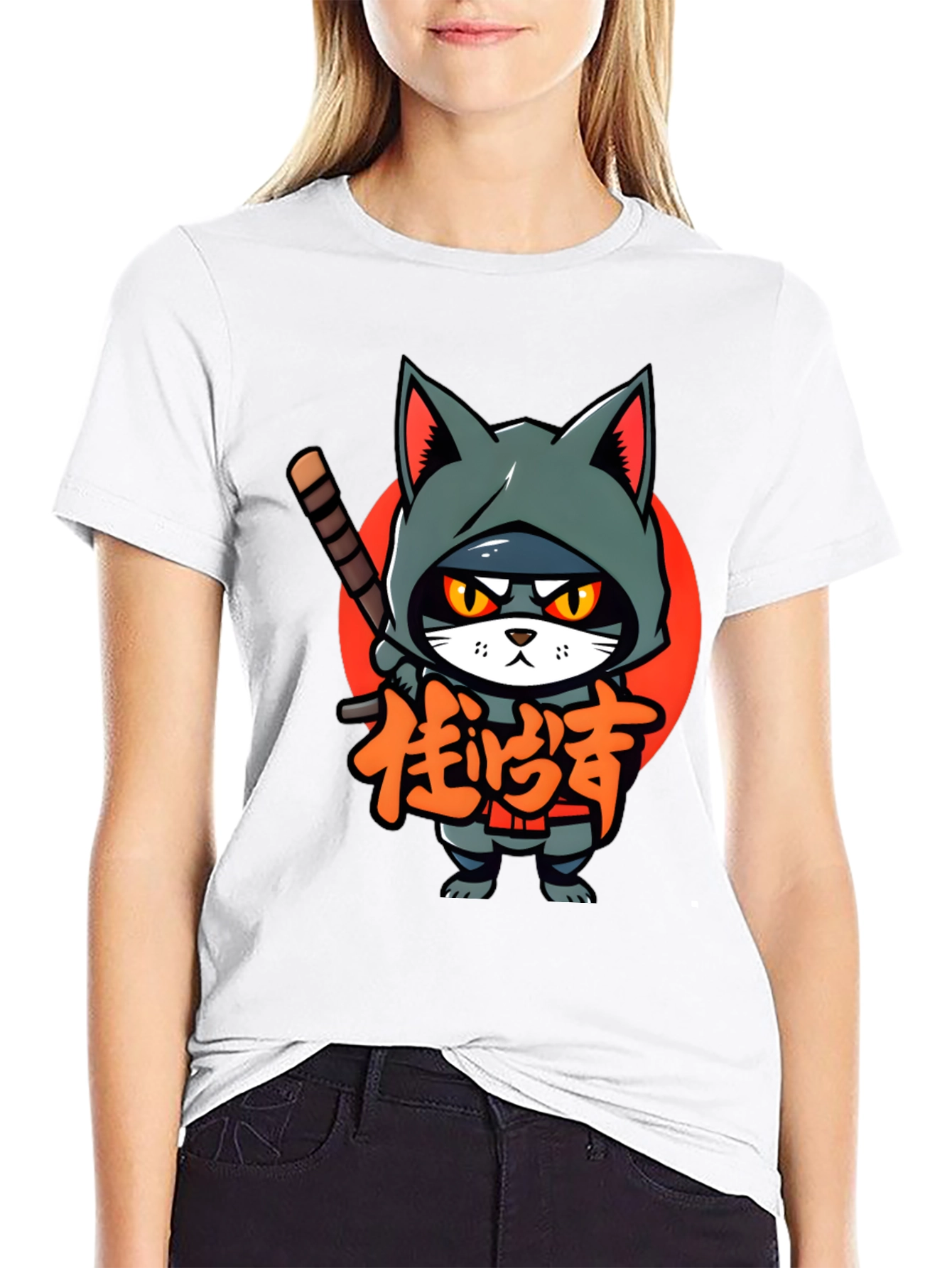 Ninja Cat Graphic Tee - Cool Cartoon T-Shirt