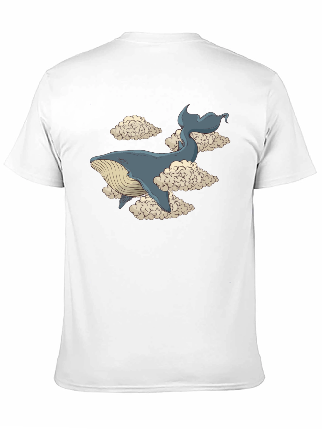 Whale in Clouds Graphic Tee - Black Cotton T-Shirt