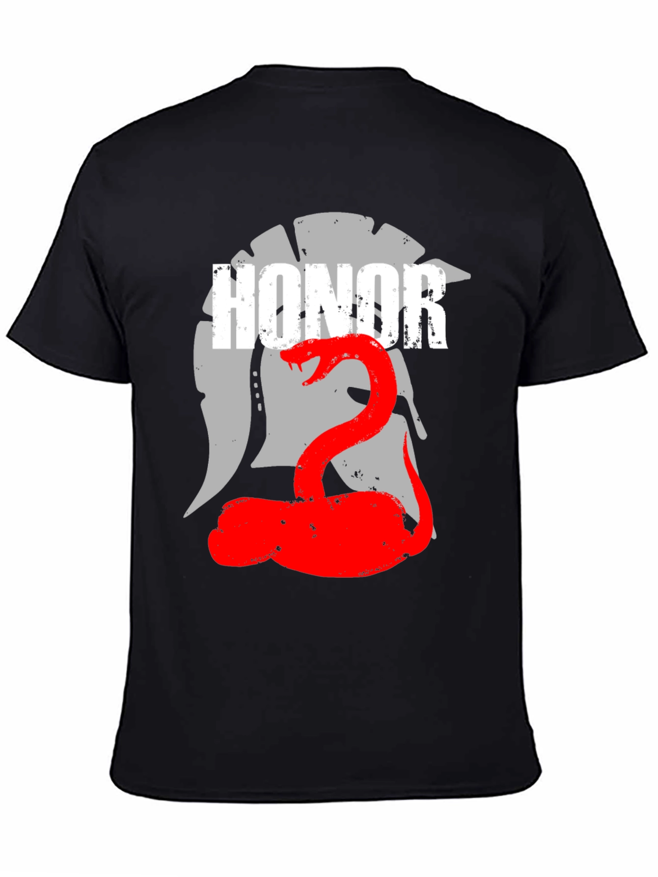 Honor Spartan Helmet and Snake Graphic T-Shirt