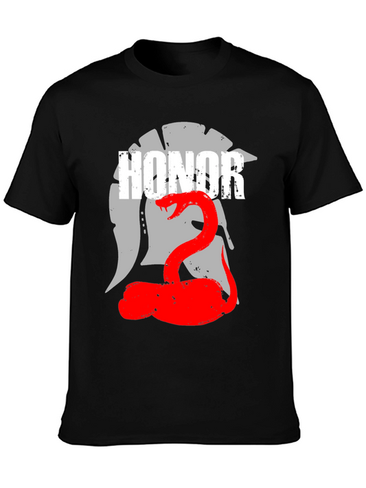 Honor Spartan Helmet and Snake Graphic T-Shirt