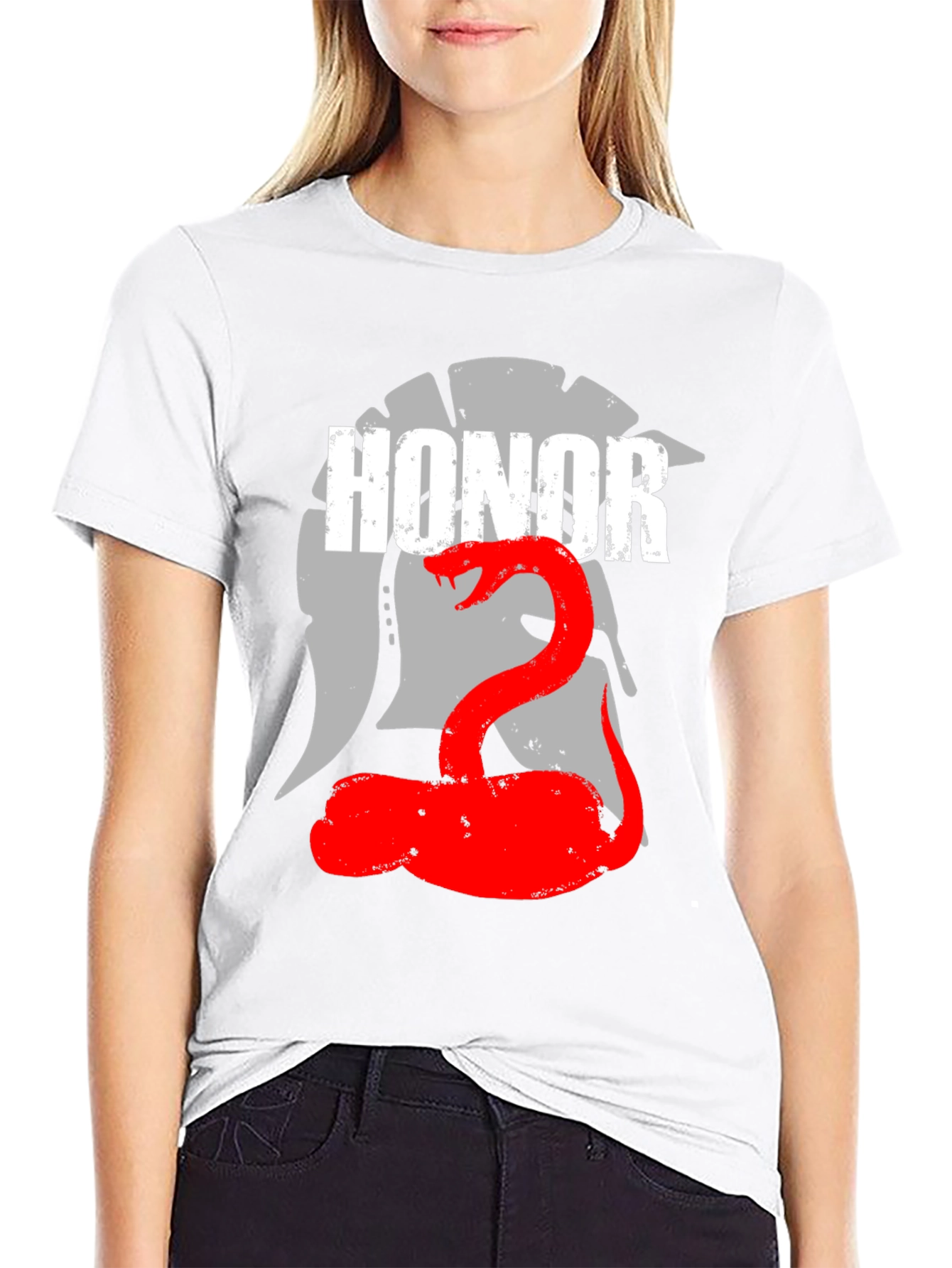 Honor Spartan Helmet and Snake Graphic T-Shirt