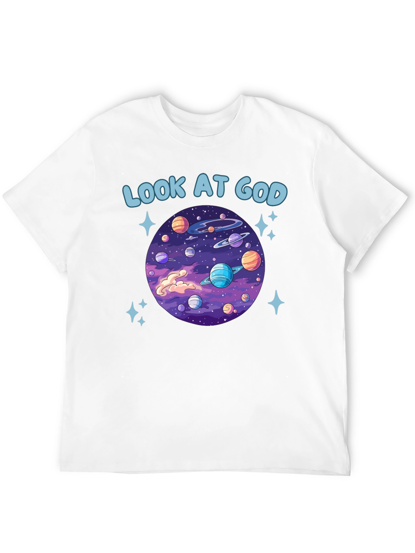 Look at God Planets Graphic Black T-Shirt