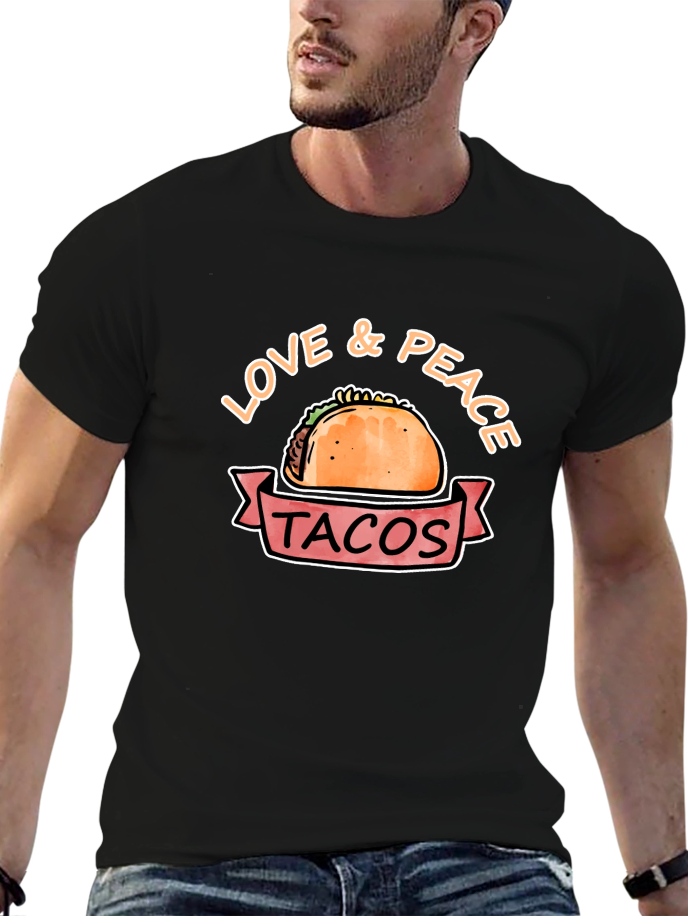 Love & Peace Tacos Graphic Tee - Black