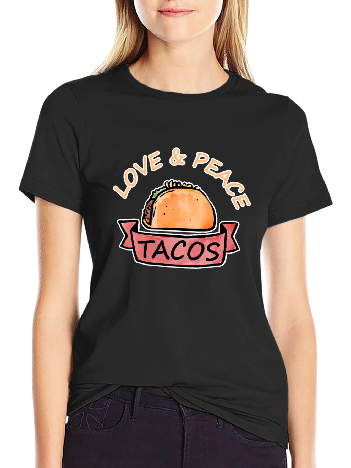 Love & Peace Tacos Graphic Tee - Black