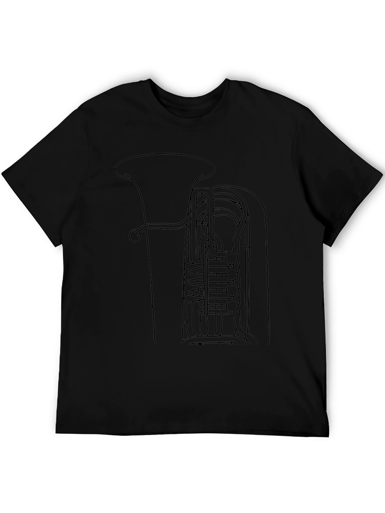Tuba Line Art Black T-Shirt