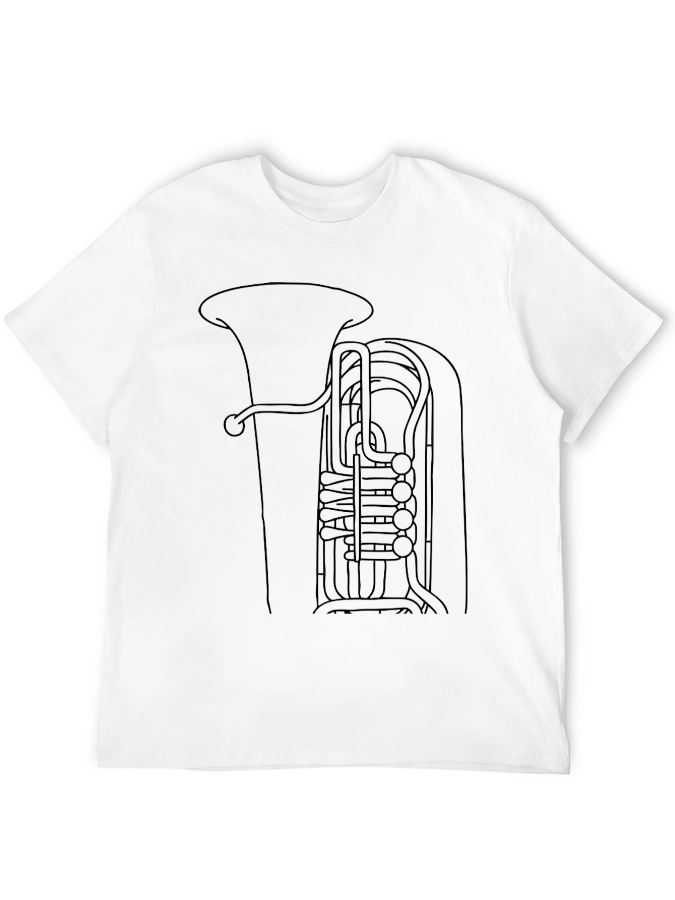 Tuba Line Art Black T-Shirt