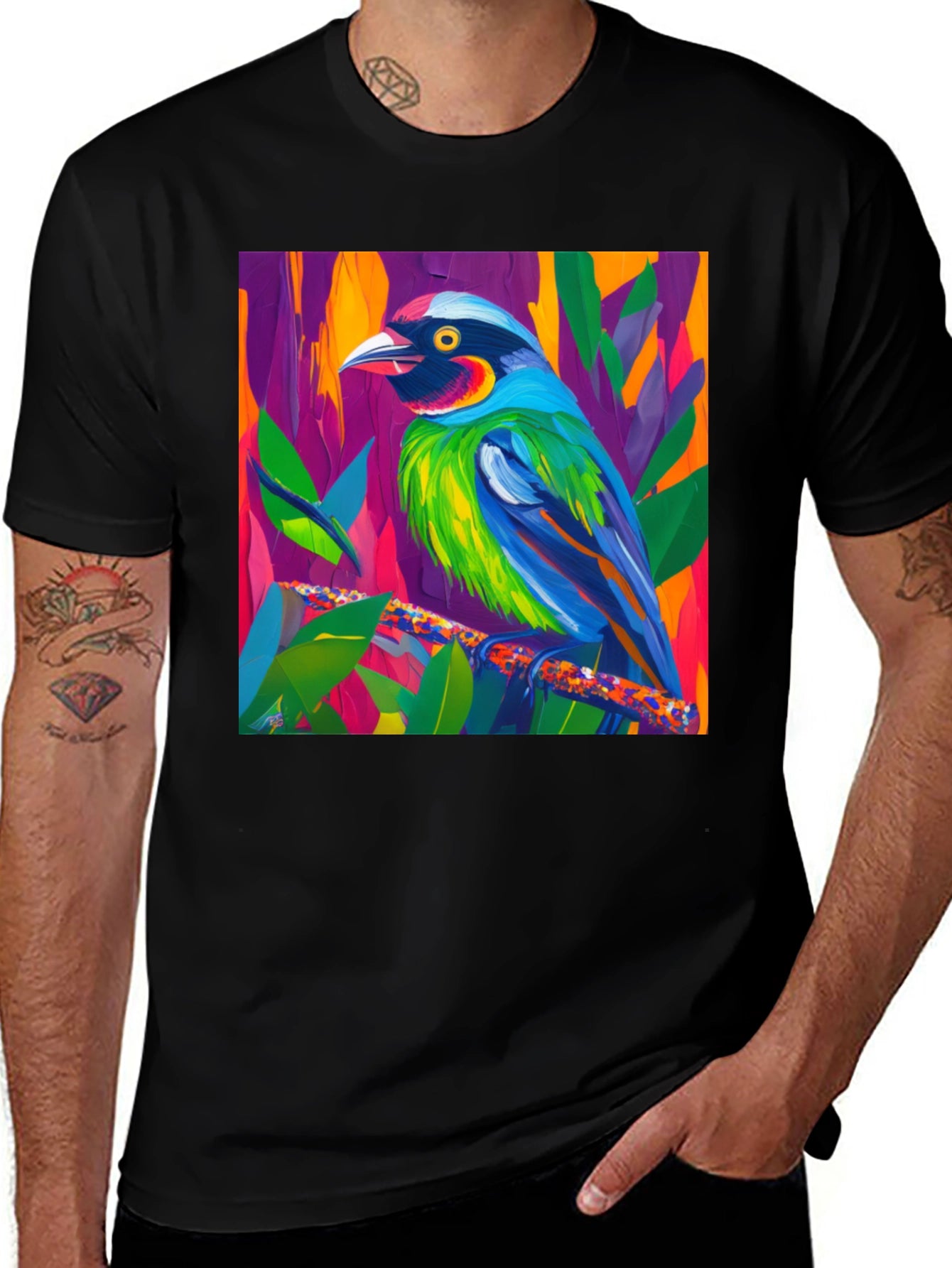Colorful Bird Art T-Shirt