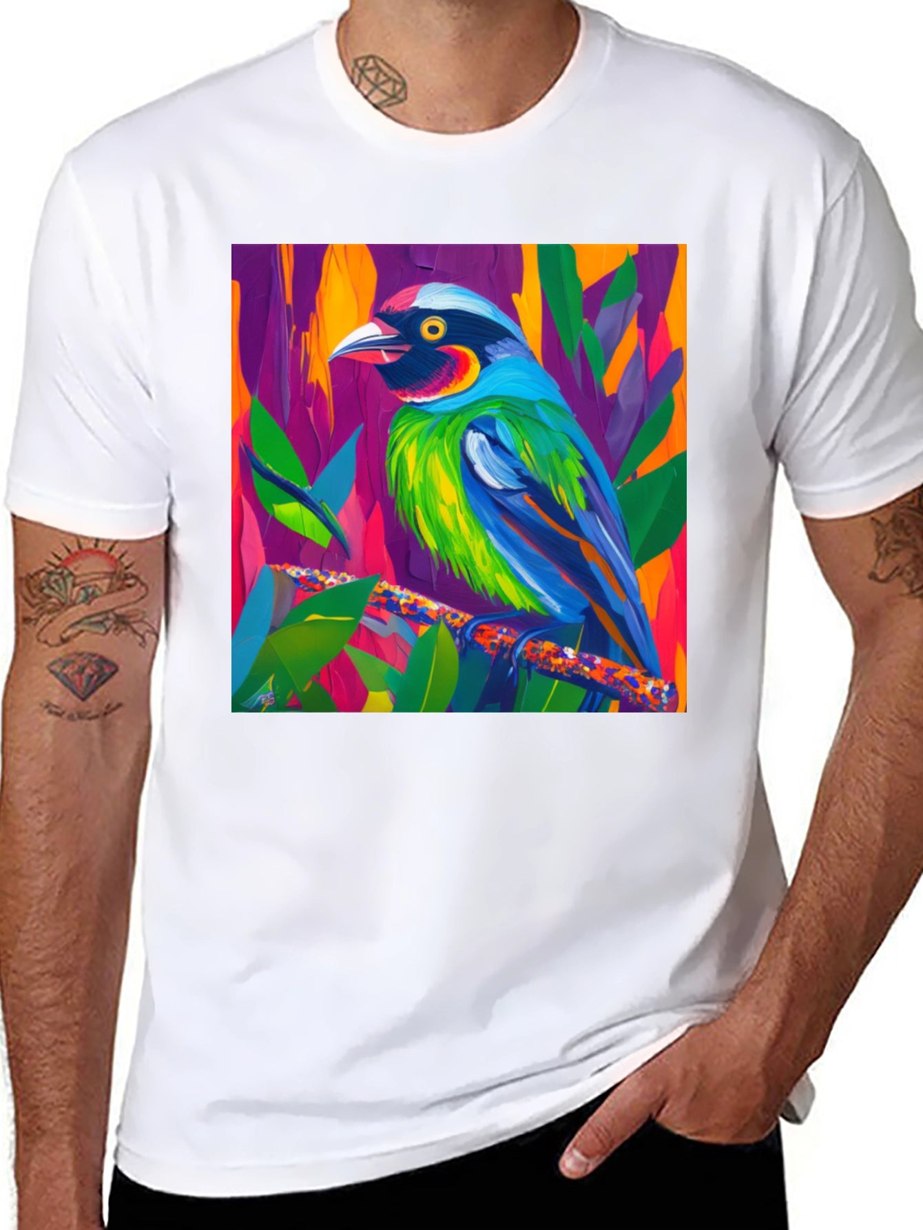 Colorful Bird Art T-Shirt