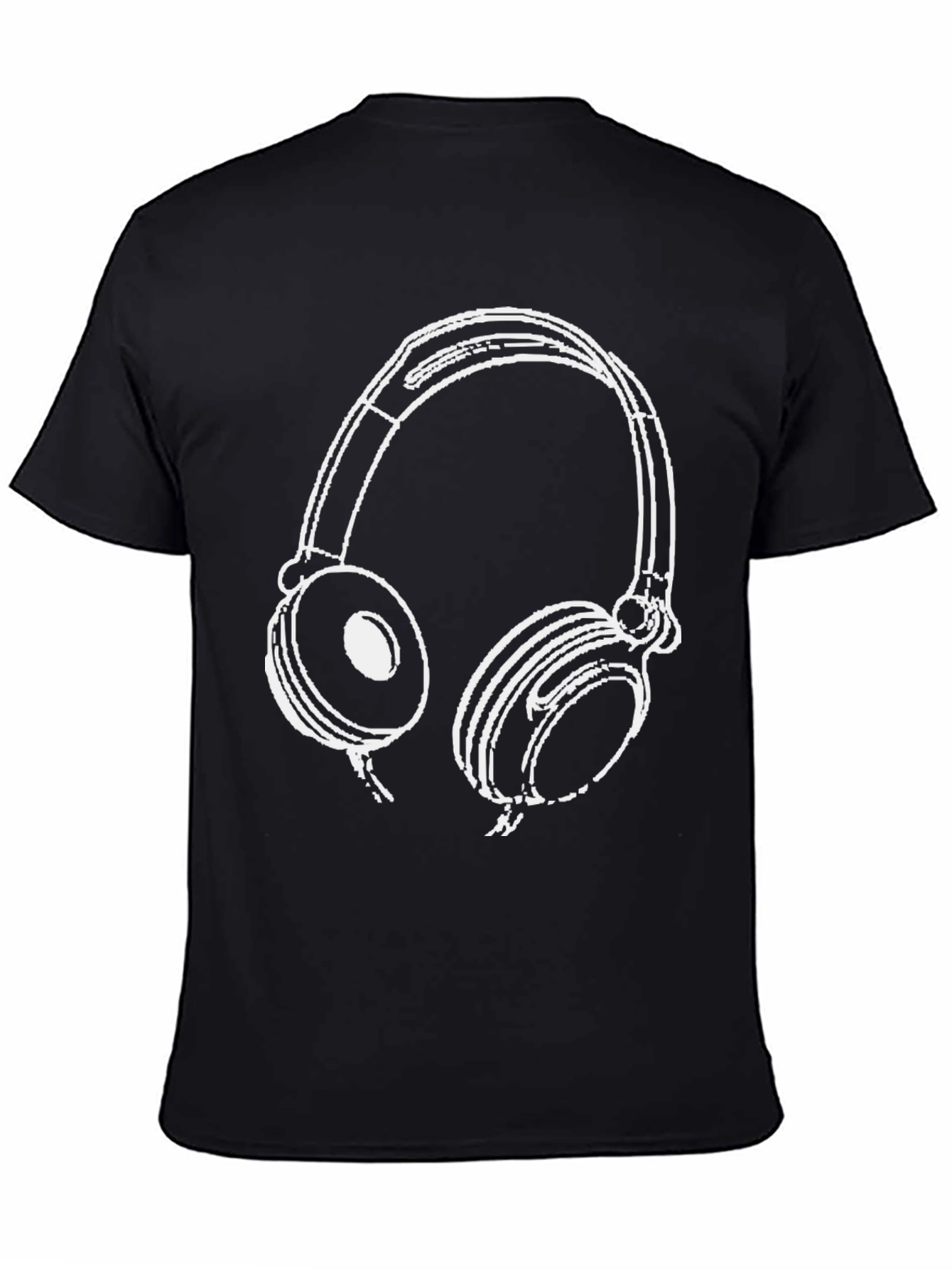 Headphones Graphic Tee - Black Cotton Blend