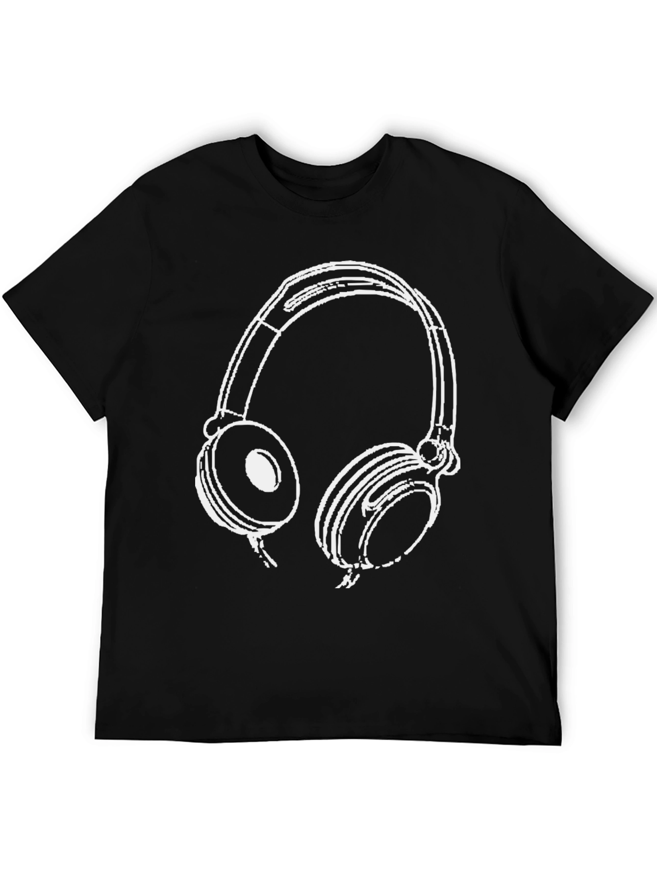 Headphones Graphic Tee - Black Cotton Blend