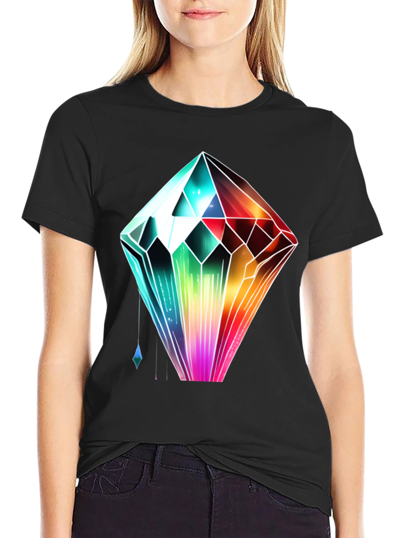 Rainbow Crystal Graphic Tee - Trendy Streetwear