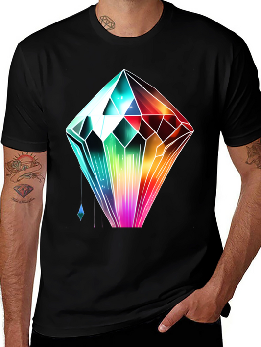 Rainbow Crystal Graphic Tee - Trendy Streetwear