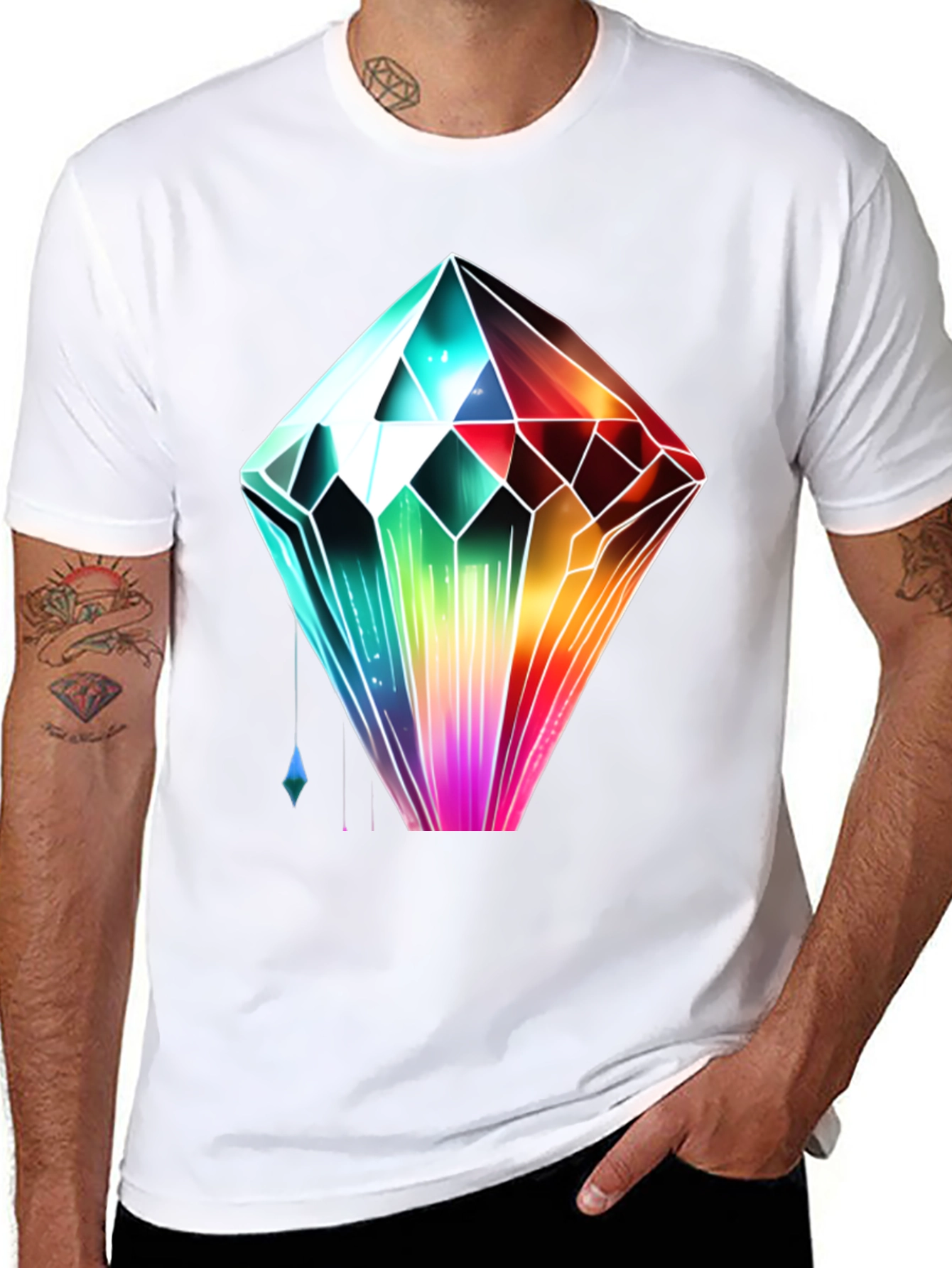 Rainbow Crystal Graphic Tee - Trendy Streetwear
