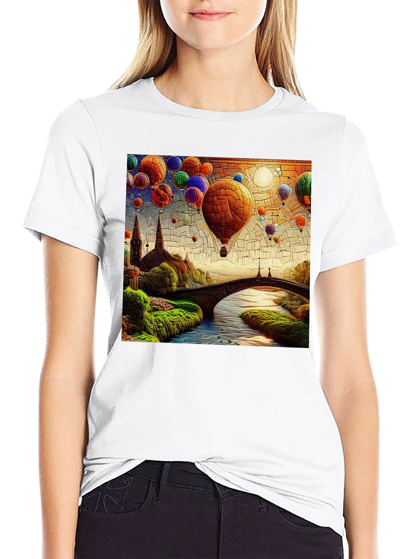 Hot Air Balloon T-Shirt: Artistic Landscape Design