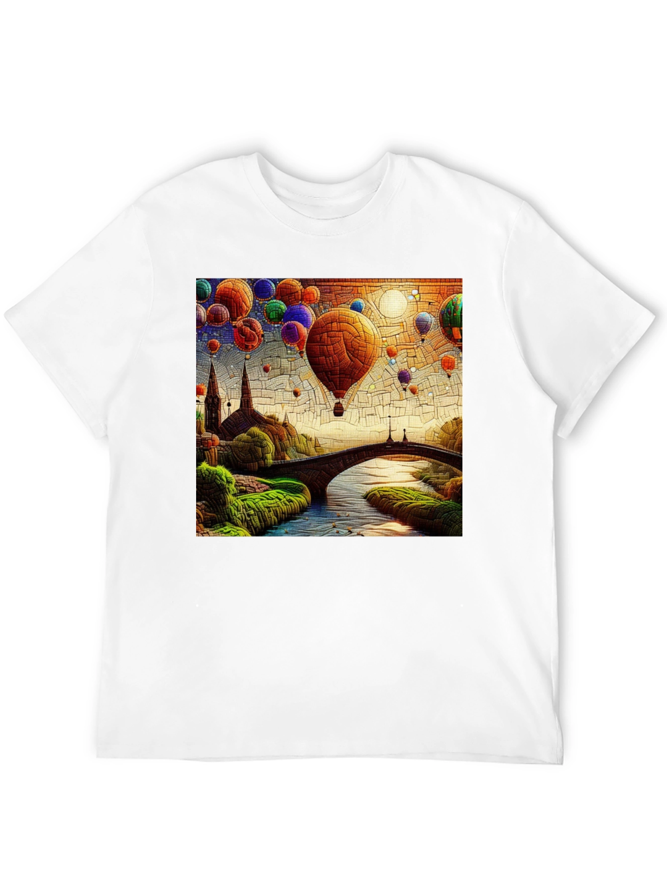 Hot Air Balloon T-Shirt: Artistic Landscape Design