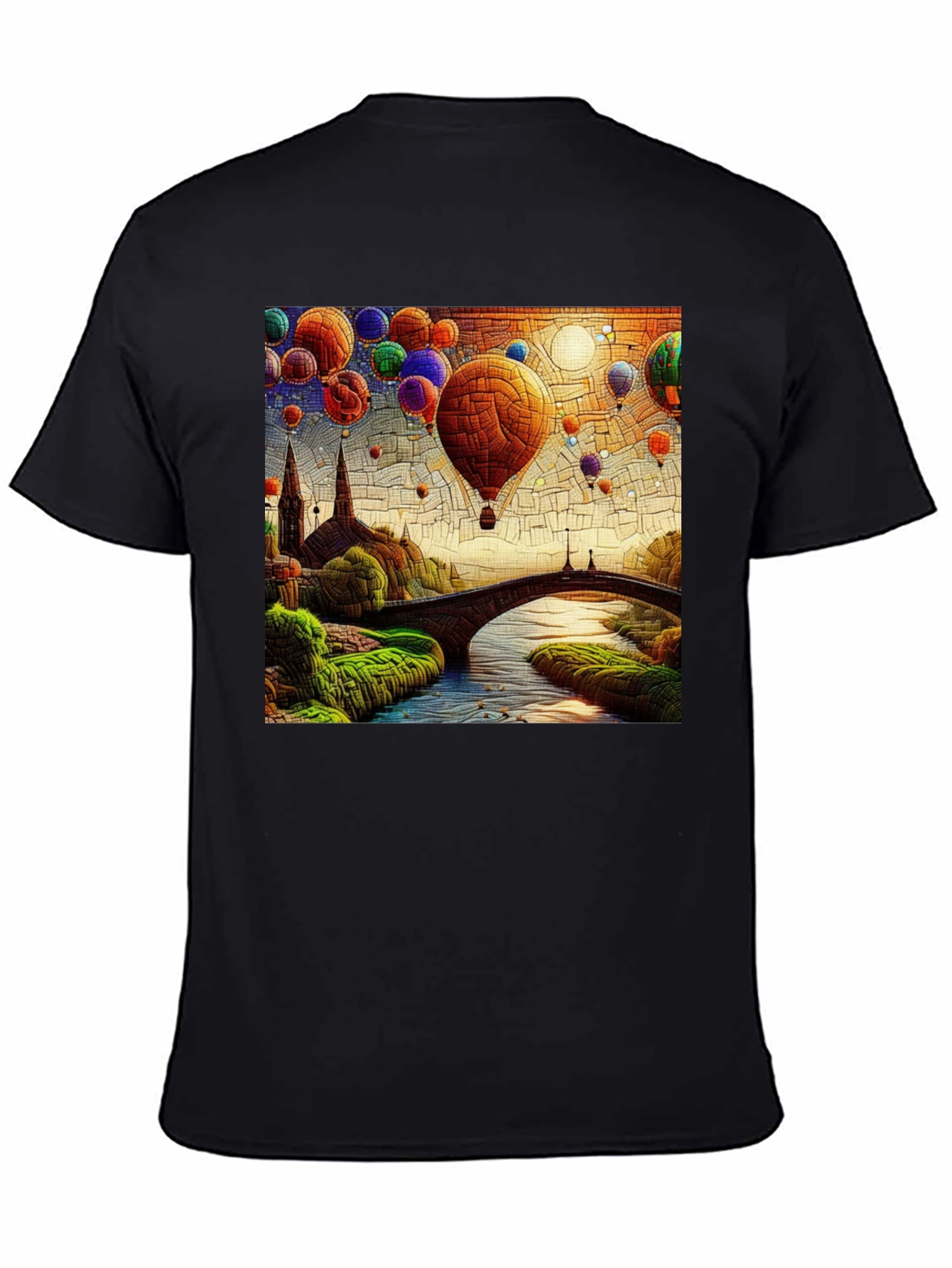 Hot Air Balloon T-Shirt: Artistic Landscape Design