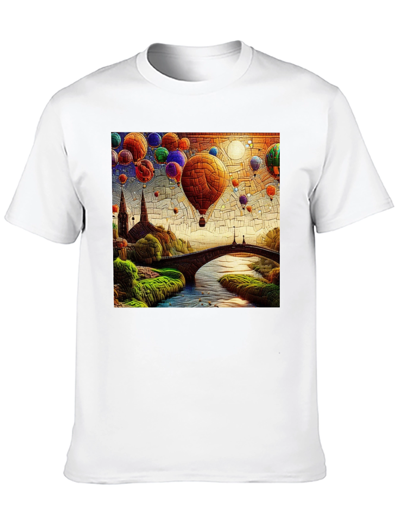 Hot Air Balloon T-Shirt: Artistic Landscape Design