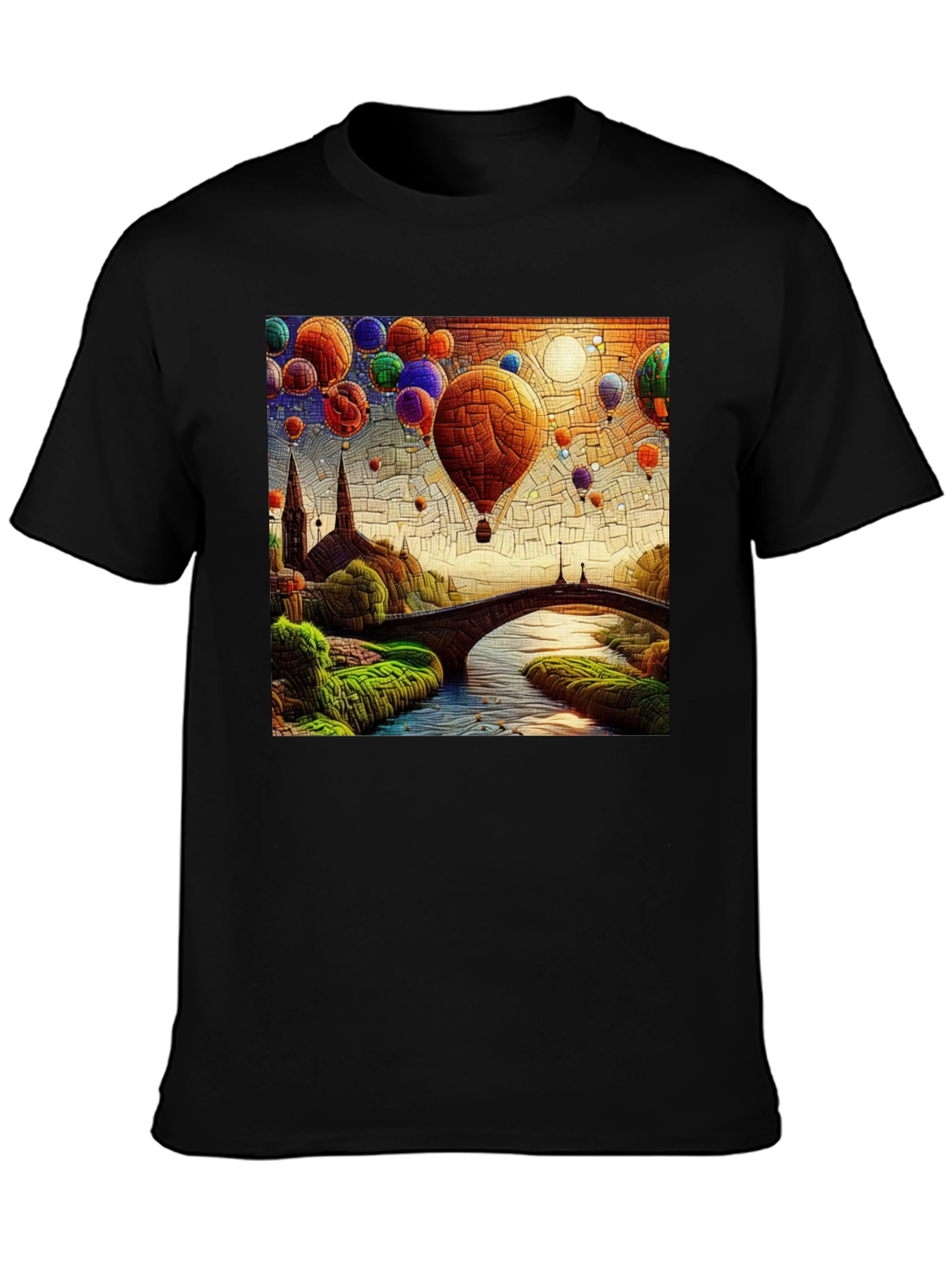 Hot Air Balloon T-Shirt: Artistic Landscape Design