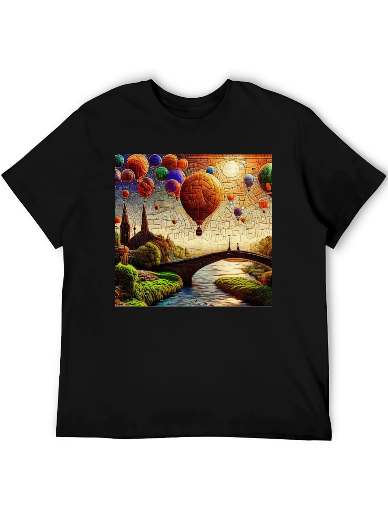 Hot Air Balloon T-Shirt: Artistic Landscape Design