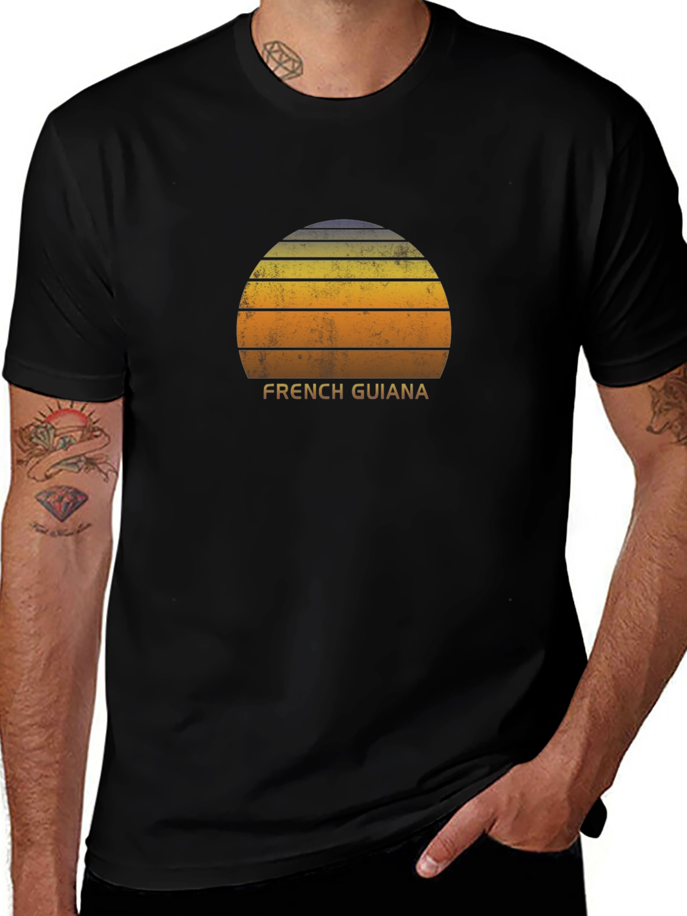 French Guiana Sunset Graphic Tee - Retro Style