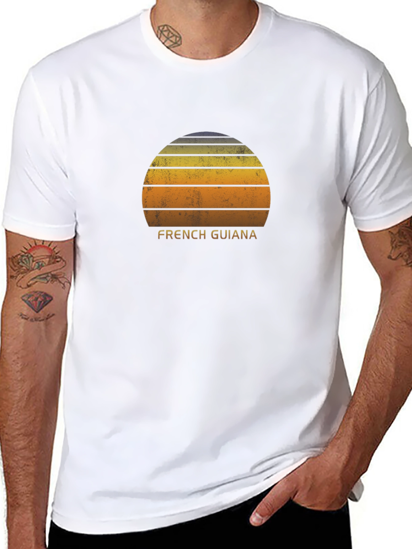 French Guiana Sunset Graphic Tee - Retro Style