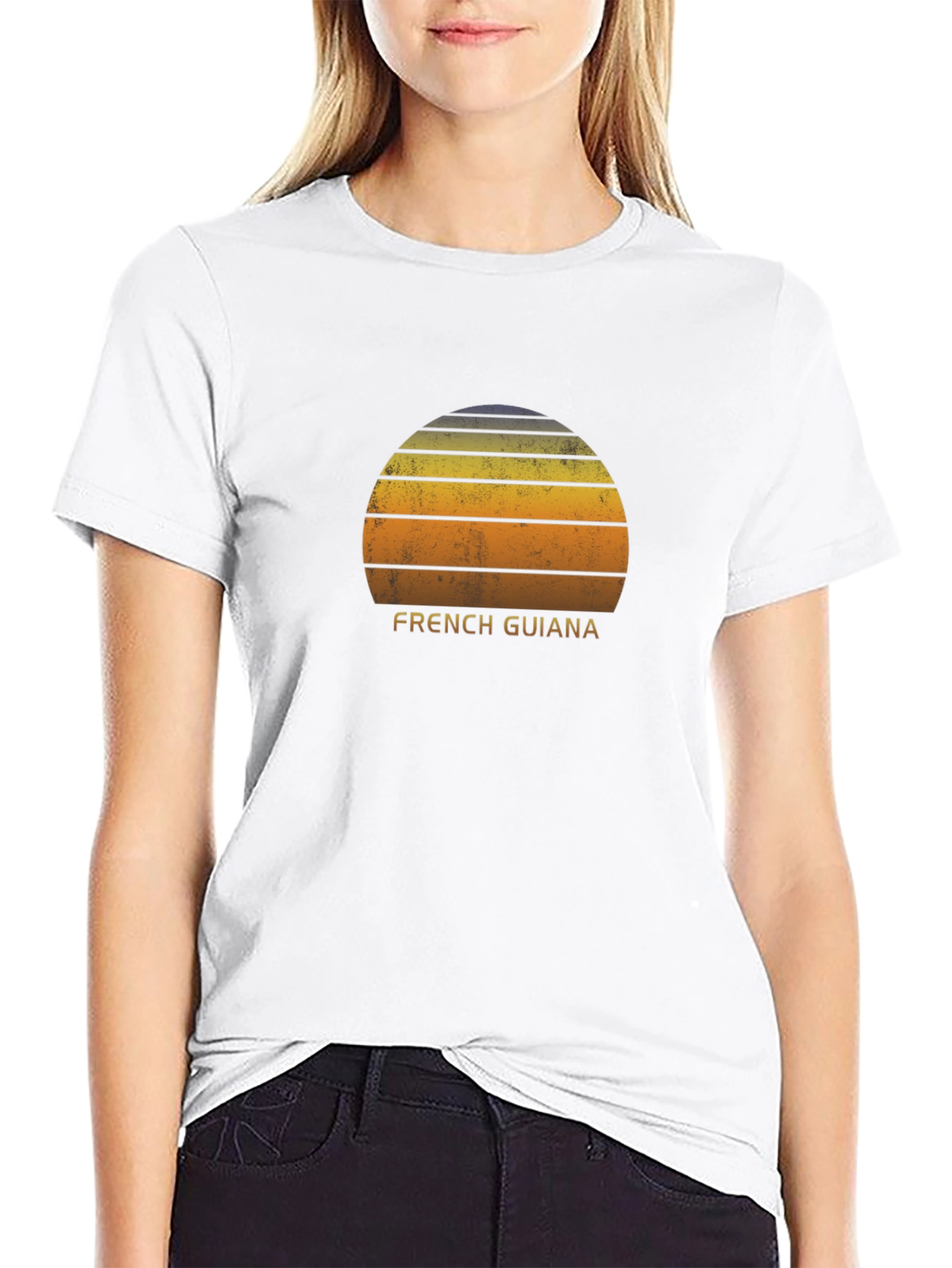 French Guiana Sunset Graphic Tee - Retro Style