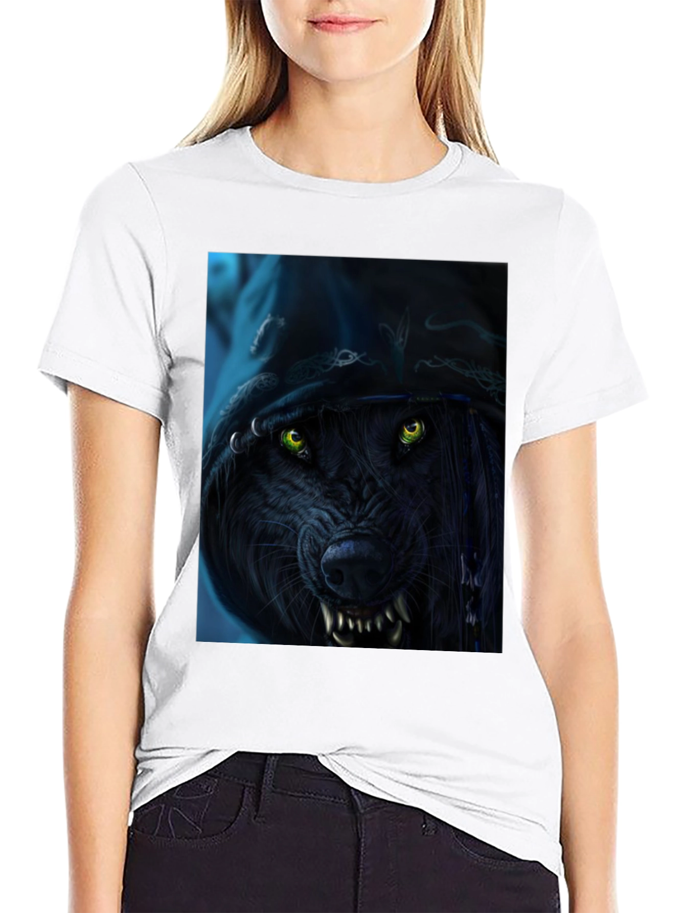 Wolf Graphic Print Black T-Shirt