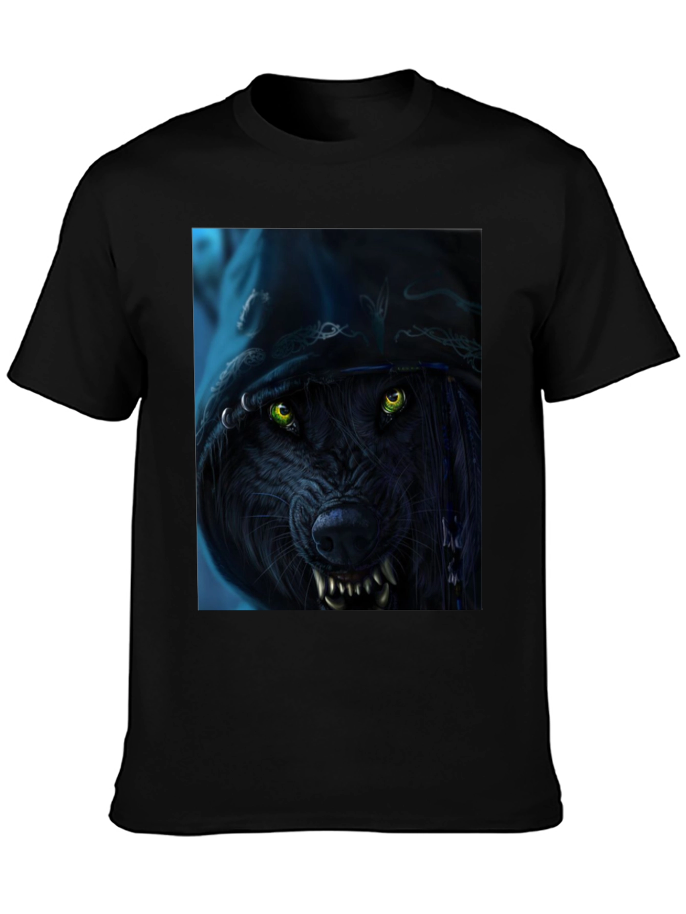 Wolf Graphic Print Black T-Shirt