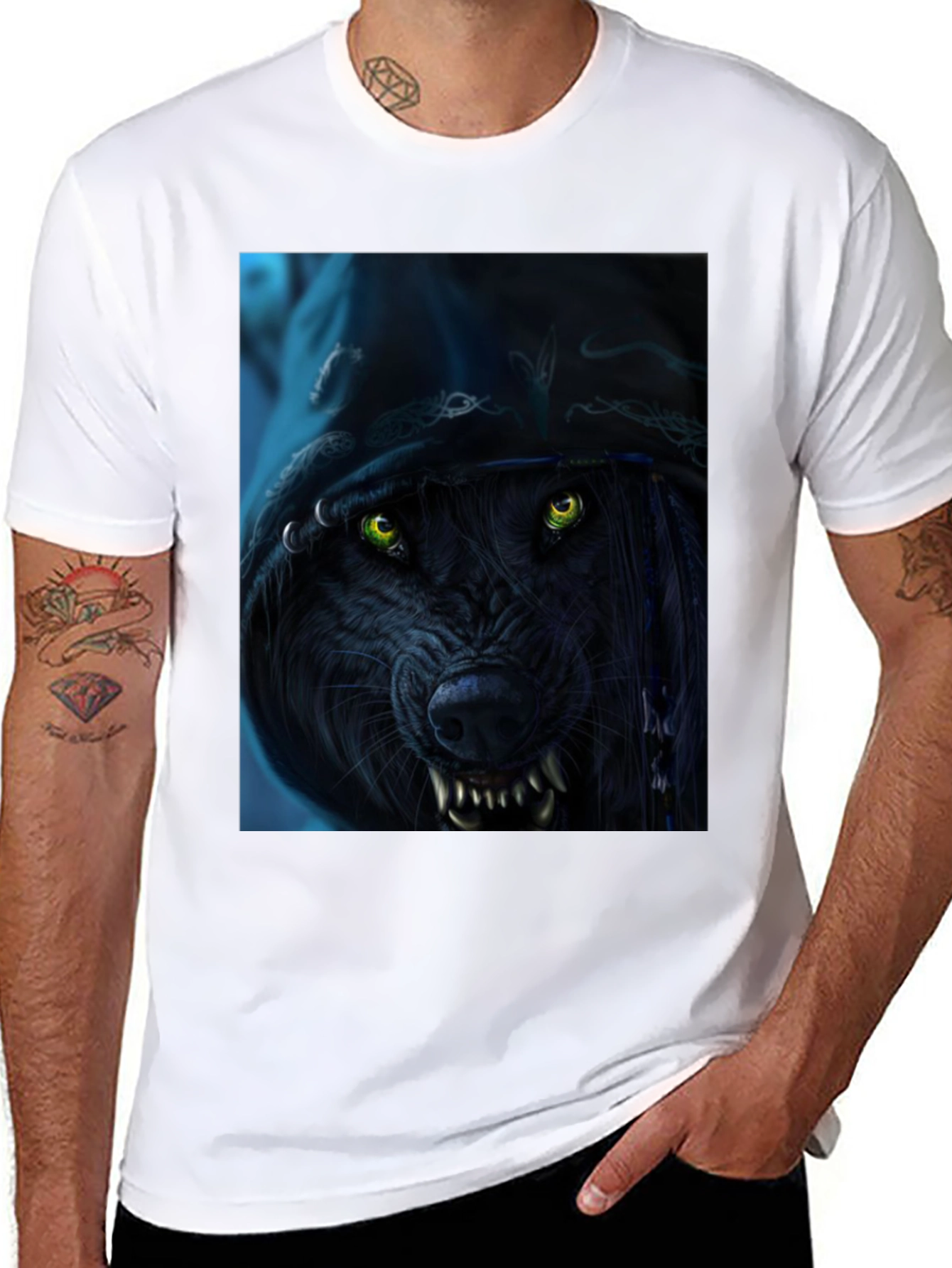 Wolf Graphic Print Black T-Shirt