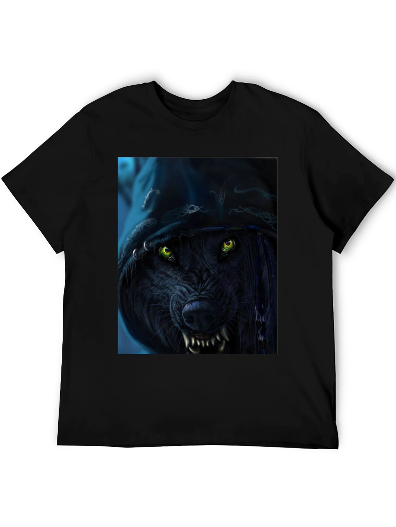Wolf Graphic Print Black T-Shirt