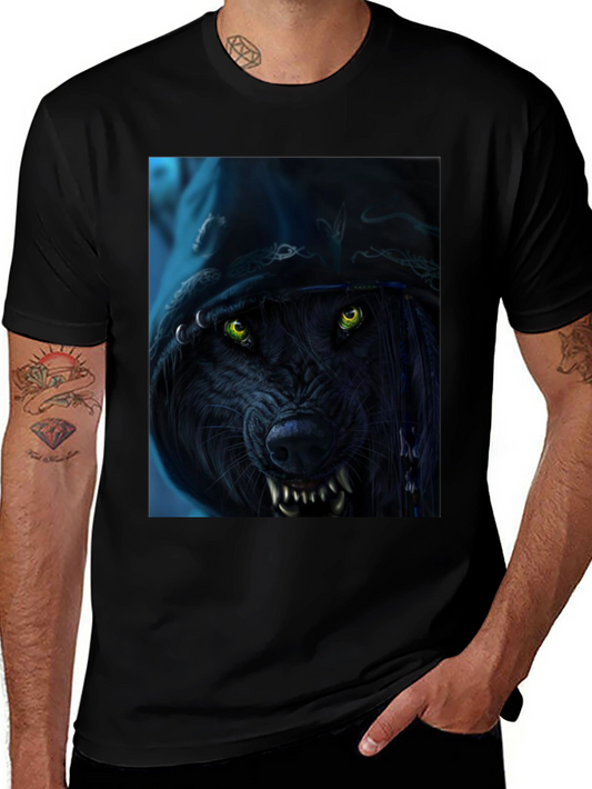 Wolf Graphic Print Black T-Shirt