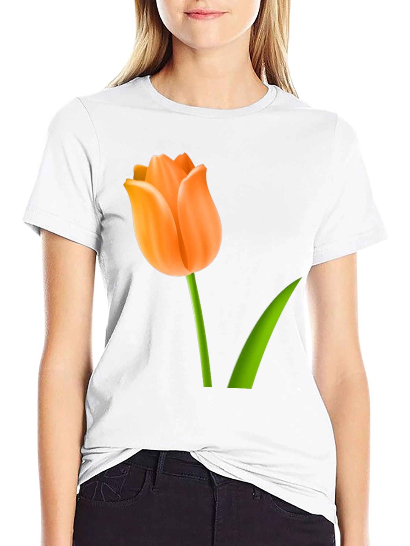 Tulip Graphic Print T-Shirt - Black